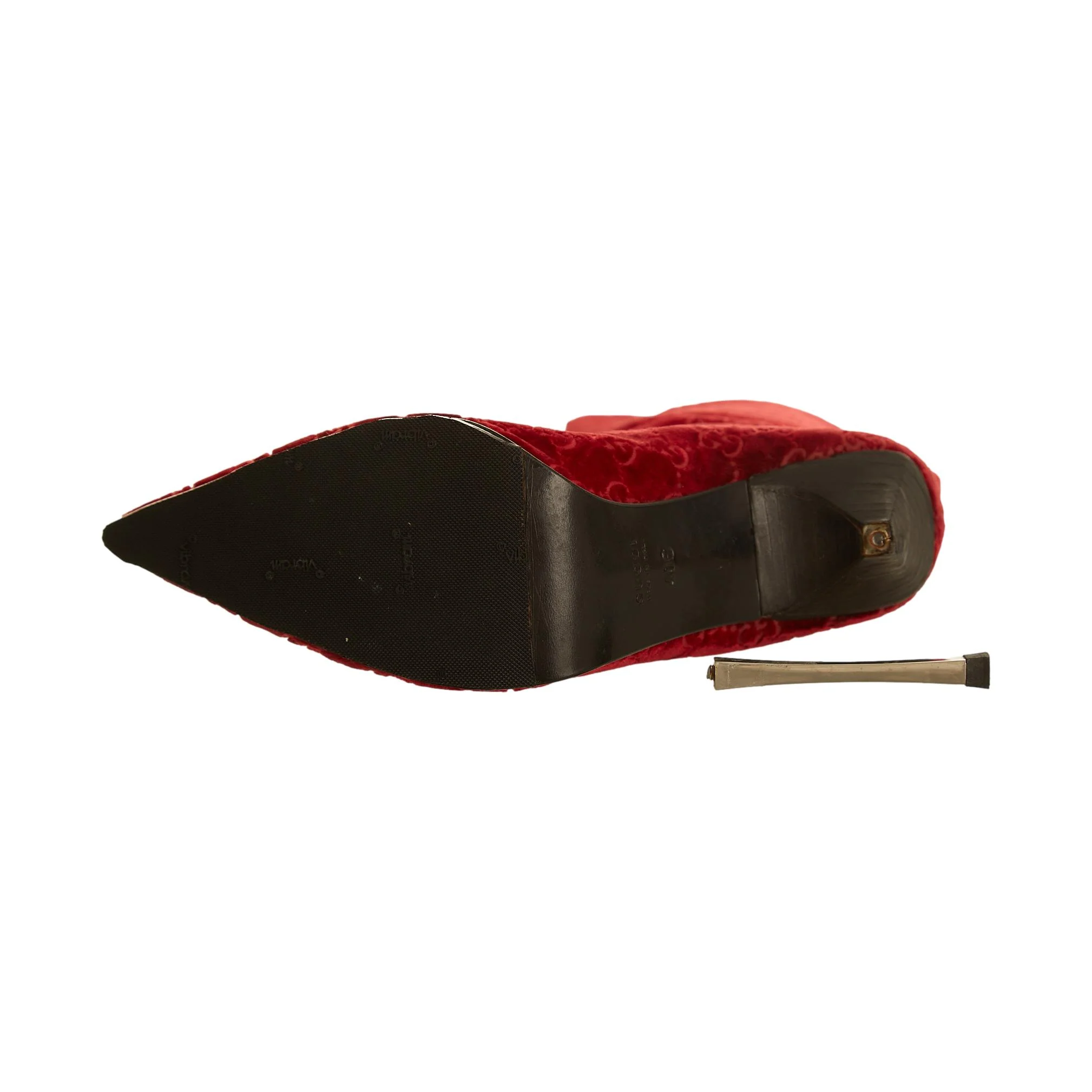 Gucci Red Velour Logo Boots - Image 2