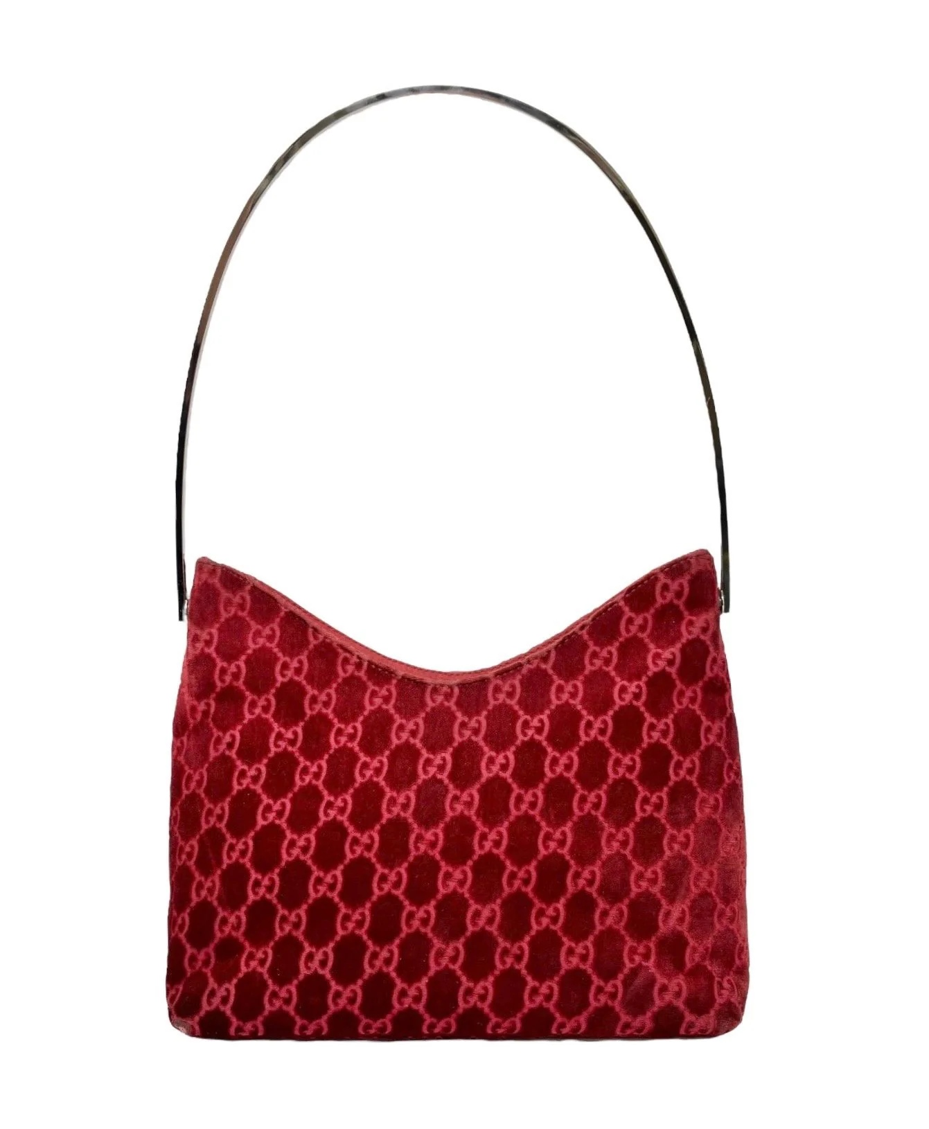 Gucci Red Velvet Metal Shoulder Bag - Image 2