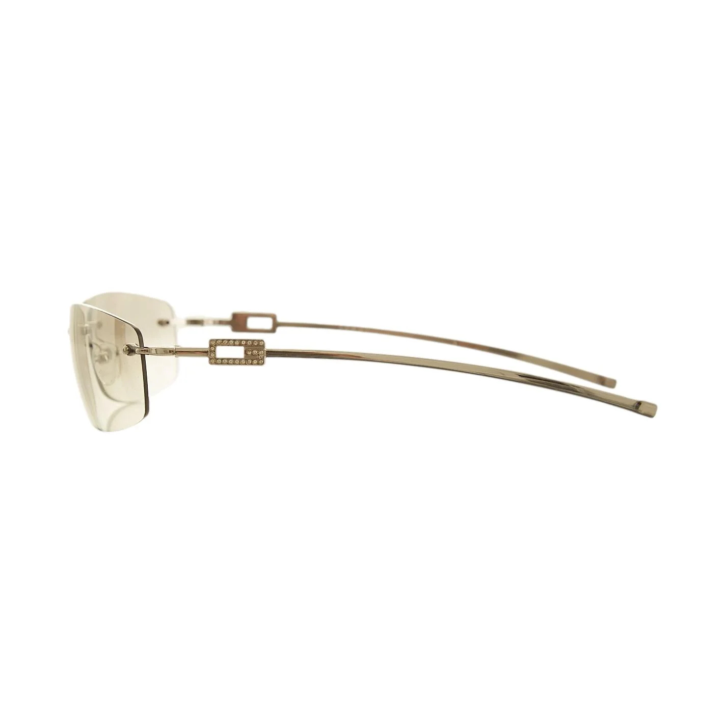 Gucci Silver Rhinestone Rimless Sunglasses - Image 3