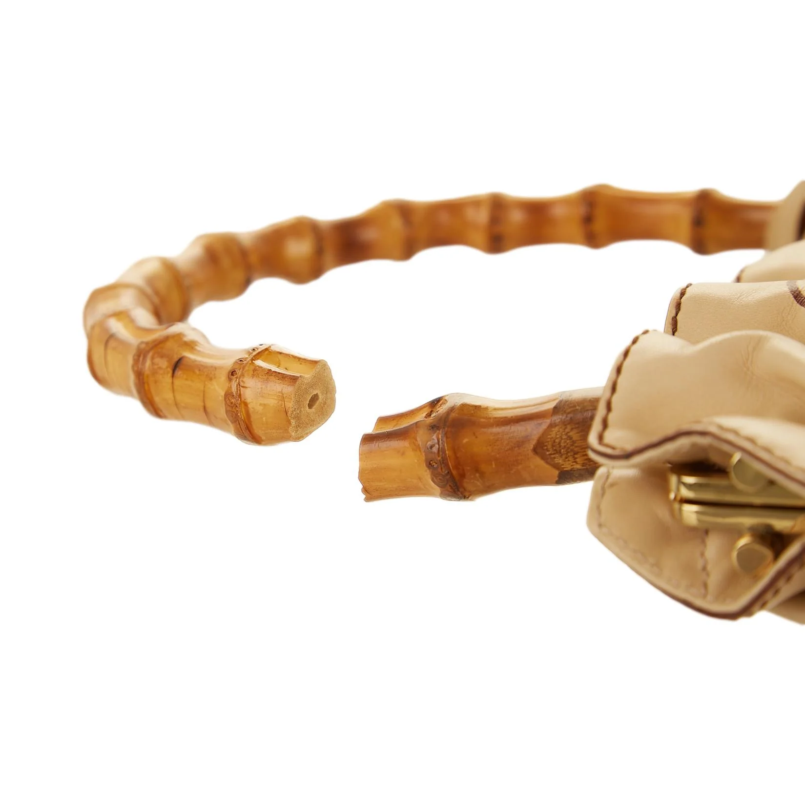 Gucci Tan Floral Print Bamboo Top Handle Bag - Image 3