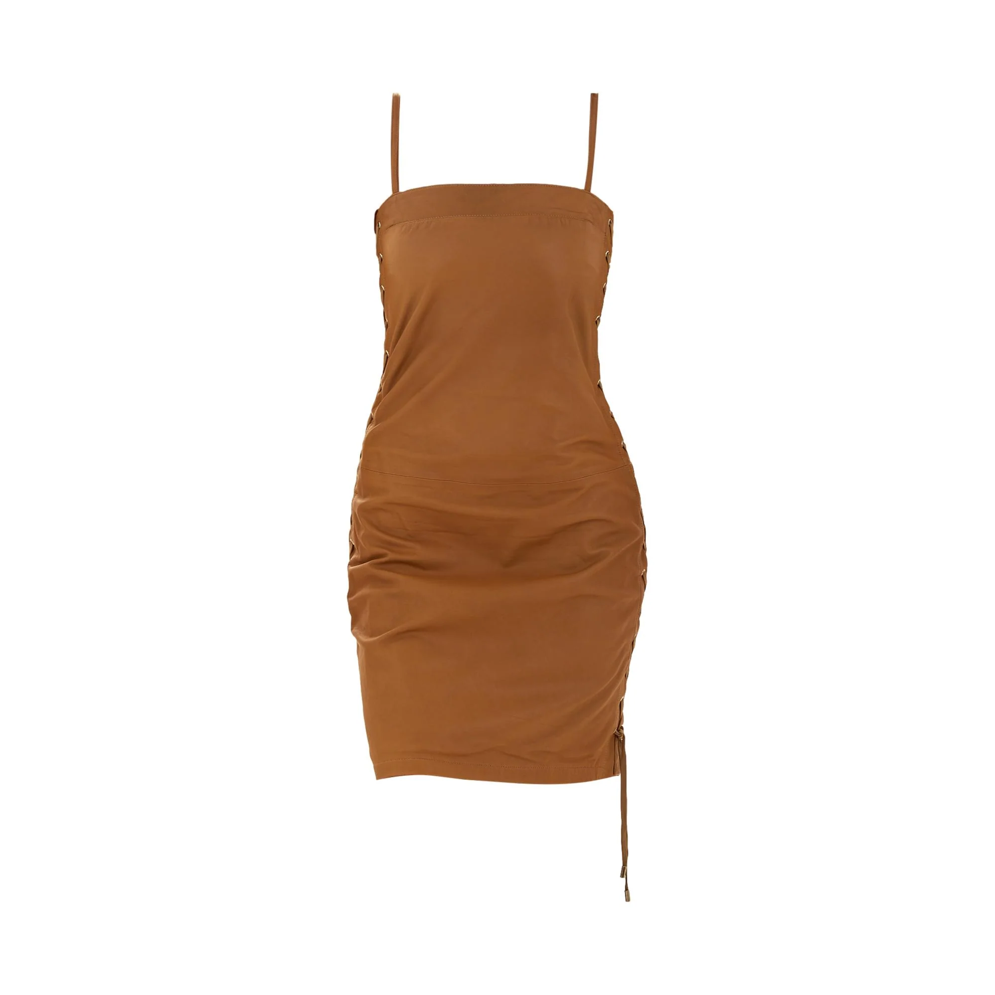 Gucci Tan Leather Lace-Up Dress