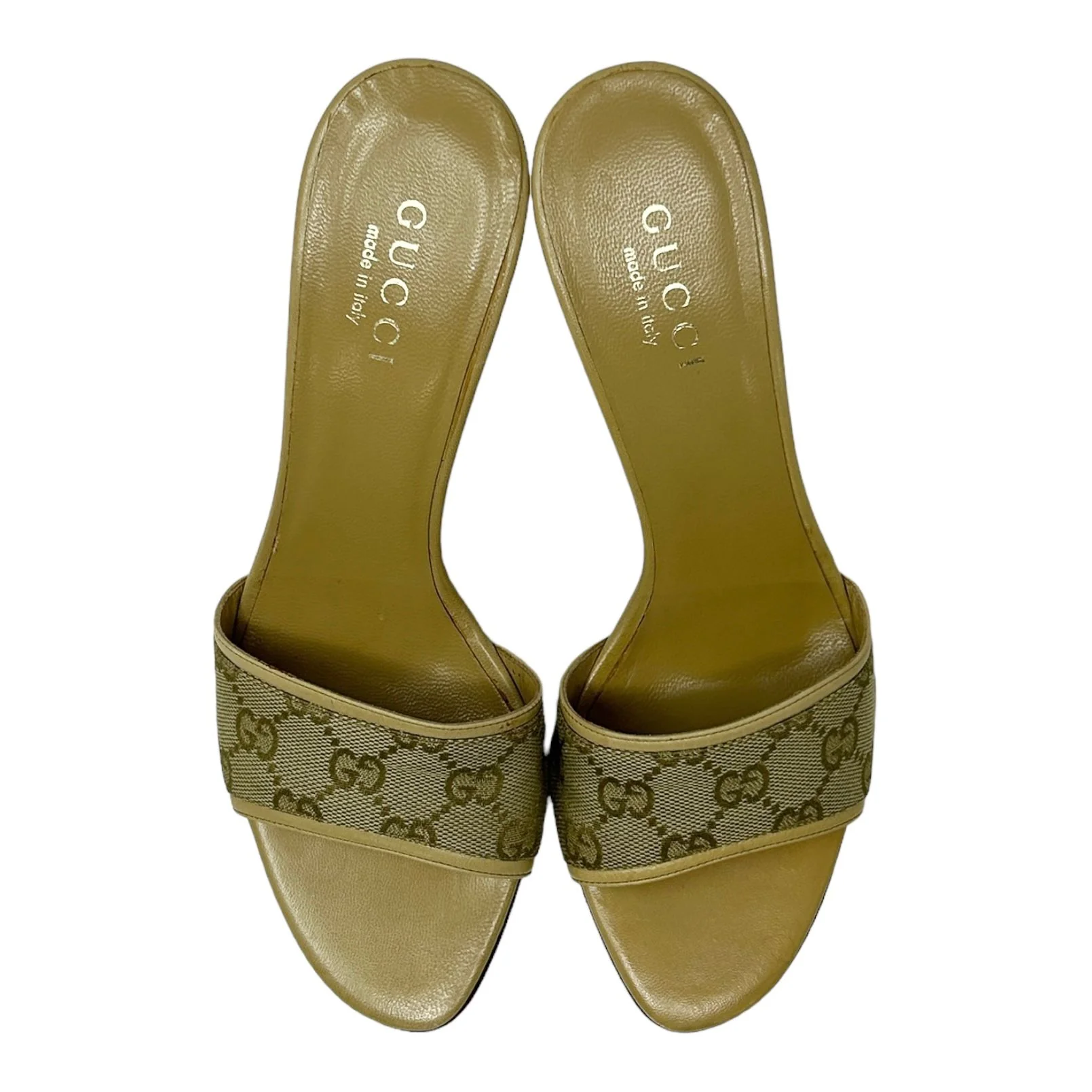 Gucci Tan Logo Heels - Image 2