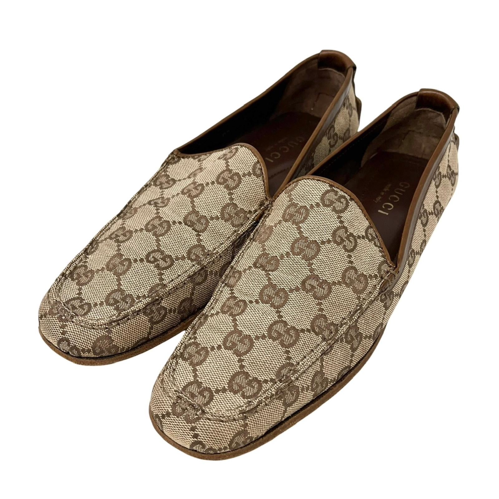 Gucci Tan Logo Loafers - Image 3