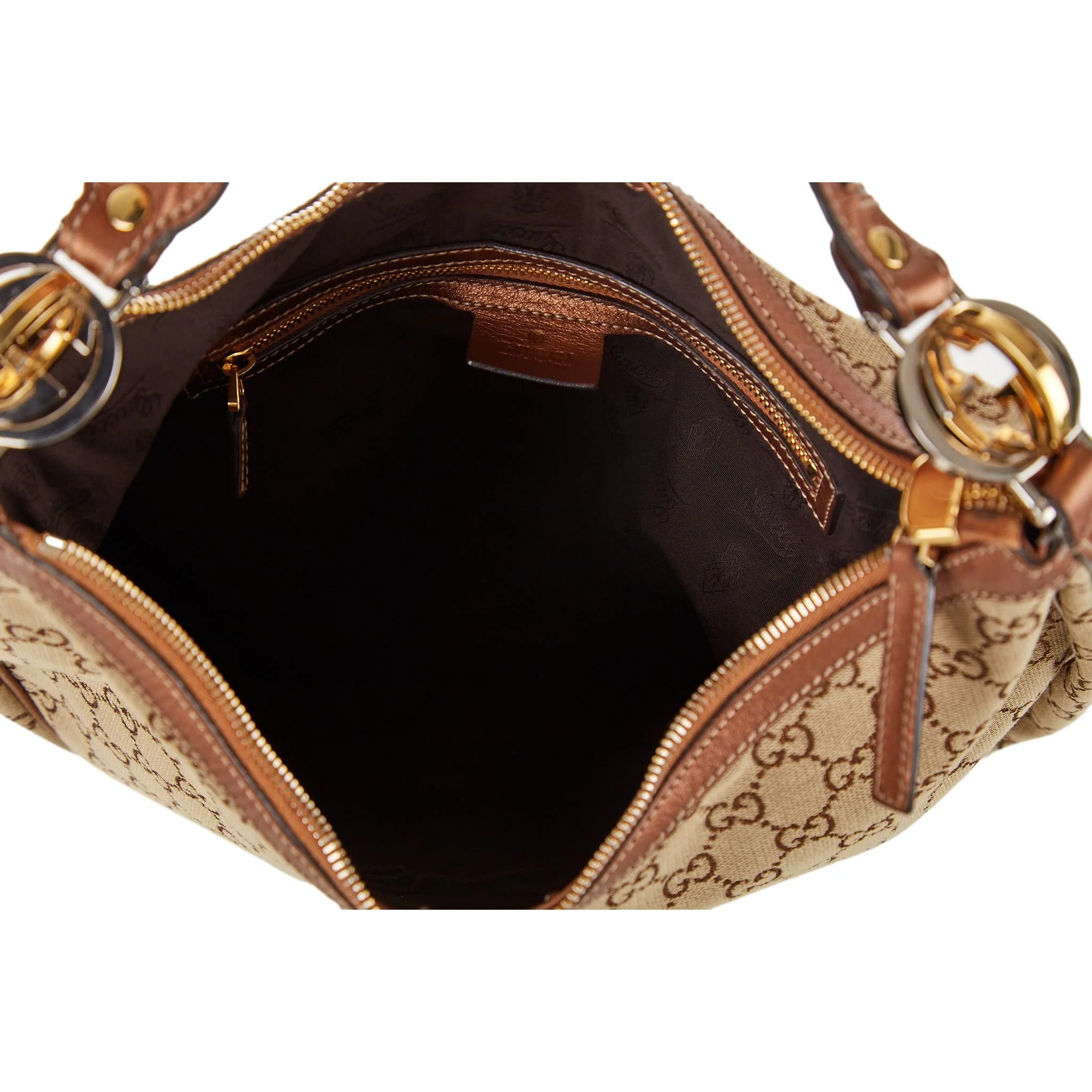 Gucci Tan Logo Metallic Shoulder Bag - Image 4