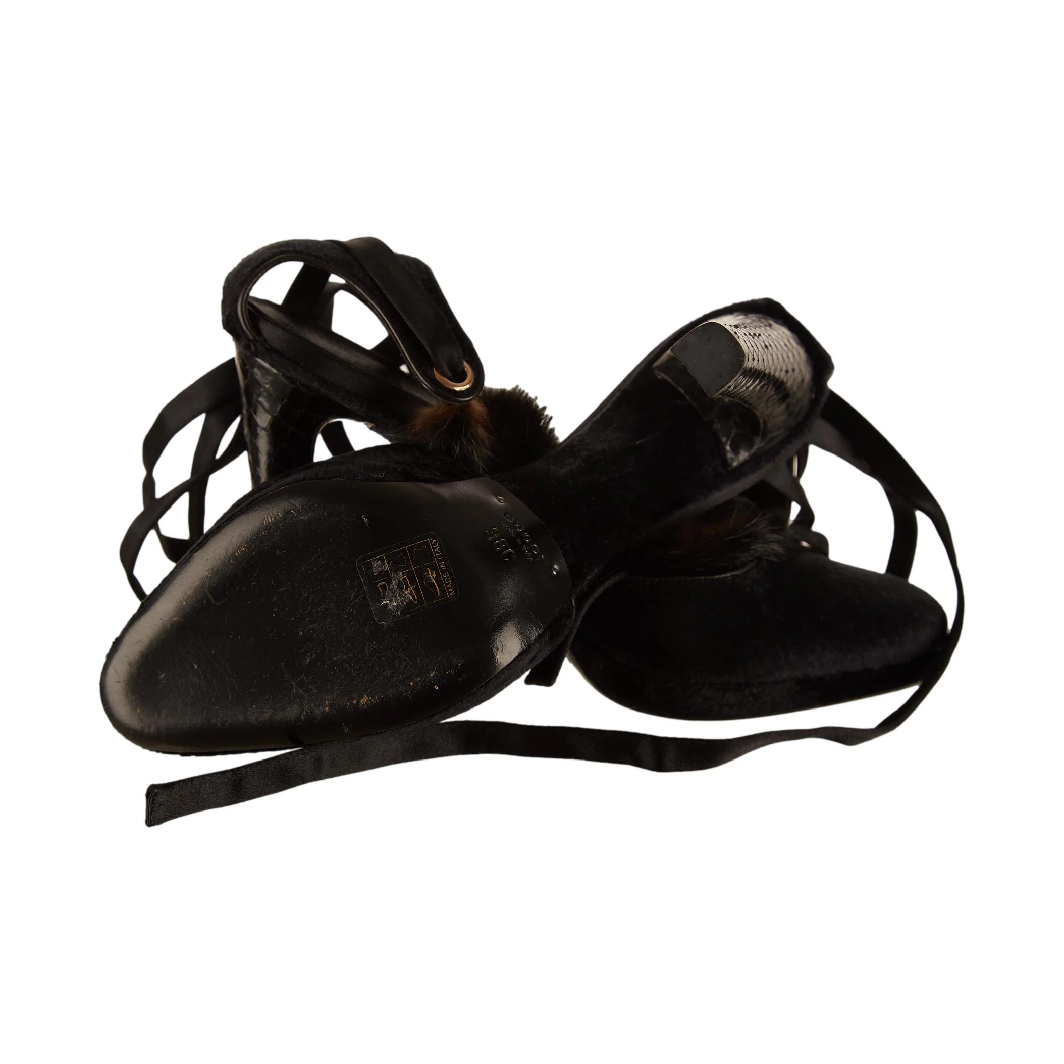 Gucci Tom Ford Black Velvet Wrap Heels - Image 3