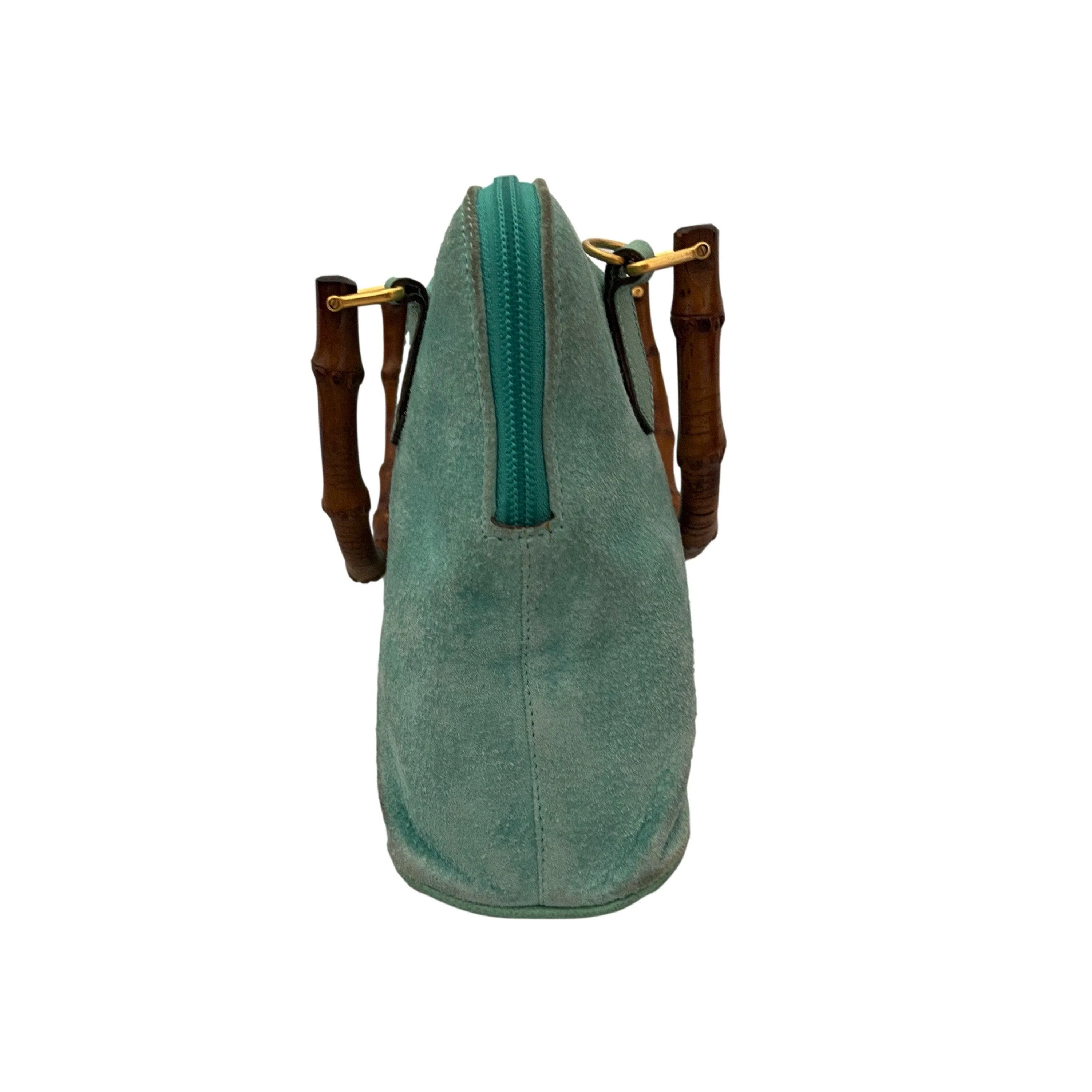 Gucci Turquoise Suede Two Way Bag - Image 2