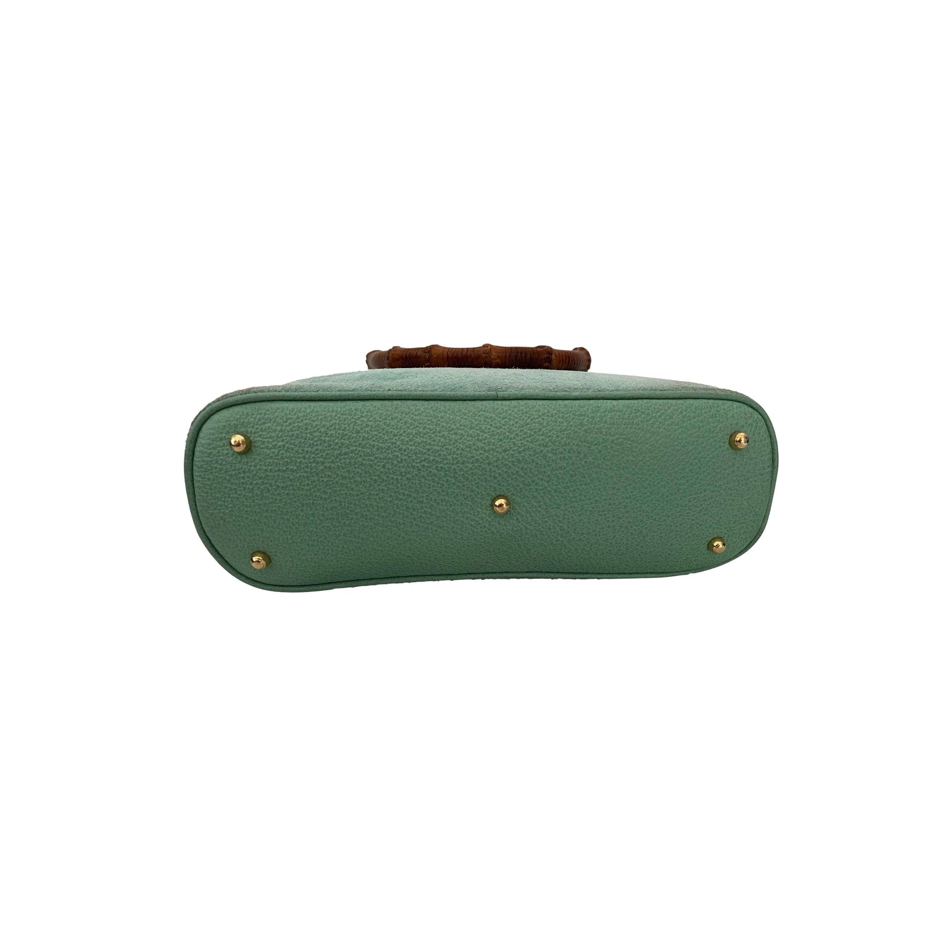 Gucci Turquoise Suede Two Way Bag - Image 3