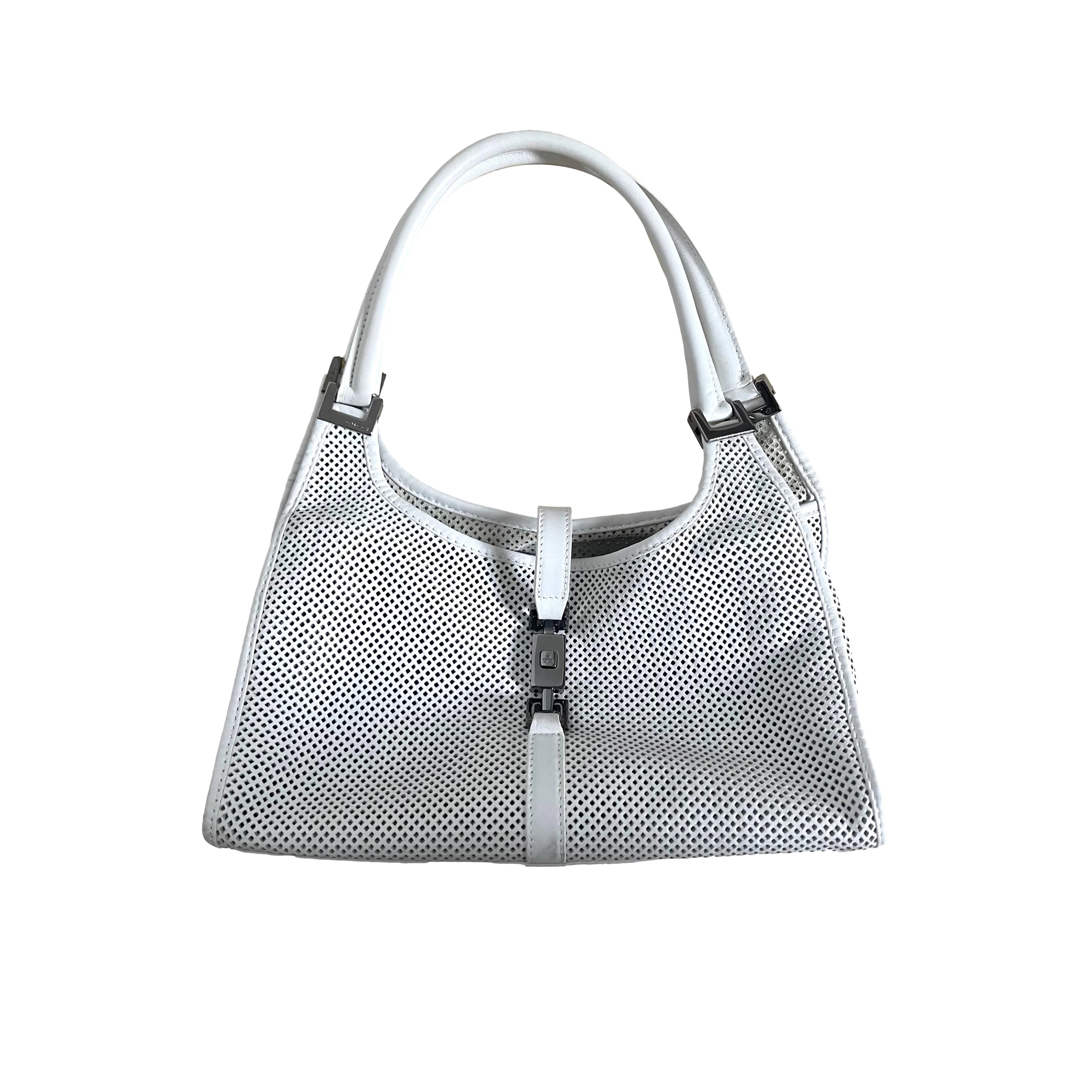 Gucci White Perforated Jackie Bag