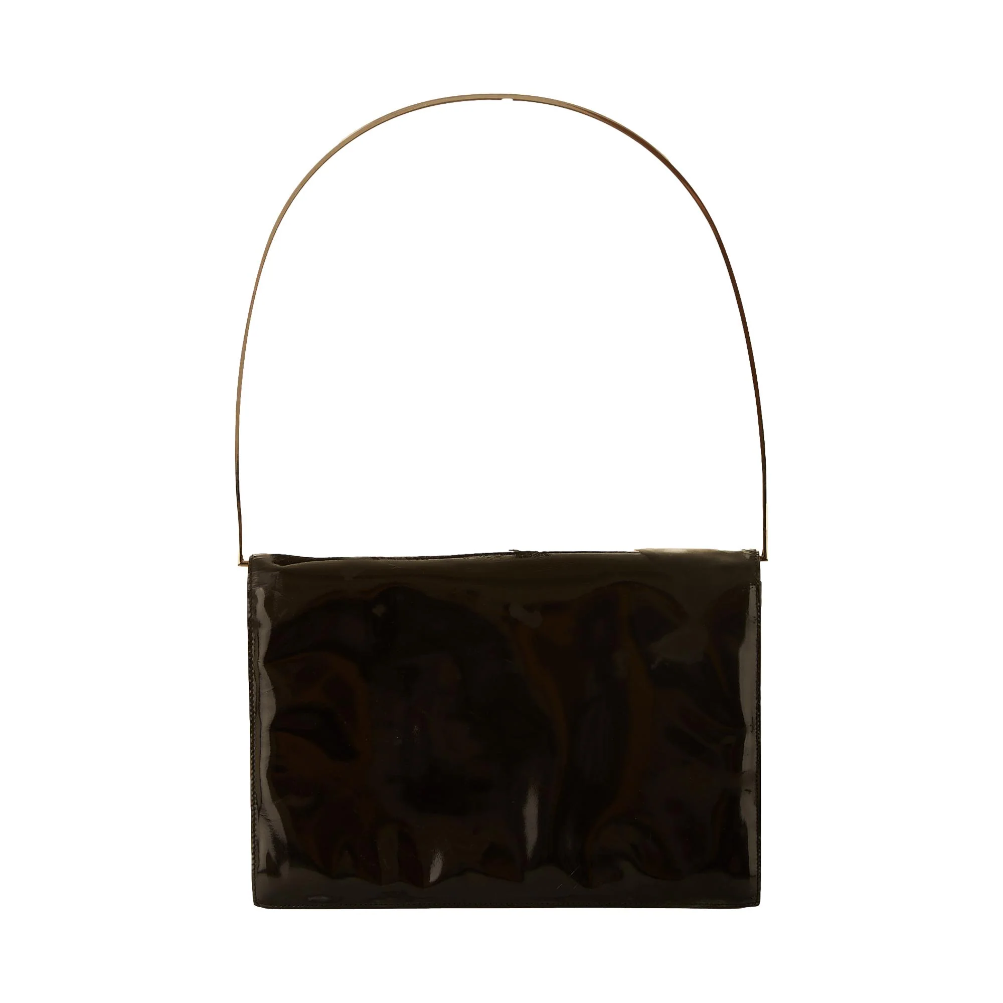 Gucci x Tom Ford Black Patent Metal Handle Bag - Image 2
