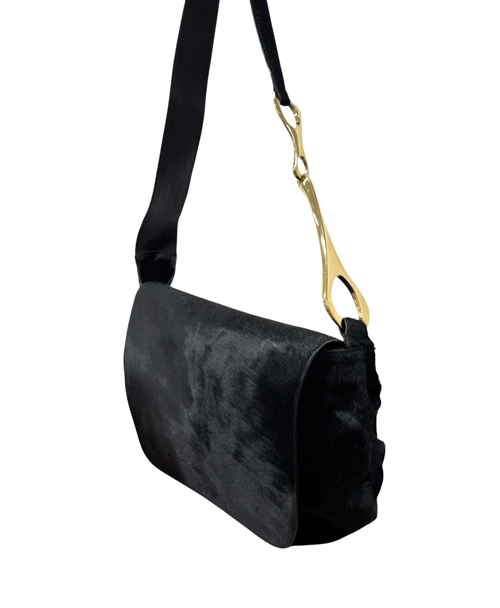 Gucci x Tom Ford Black Pony Hair Jumbo Bag