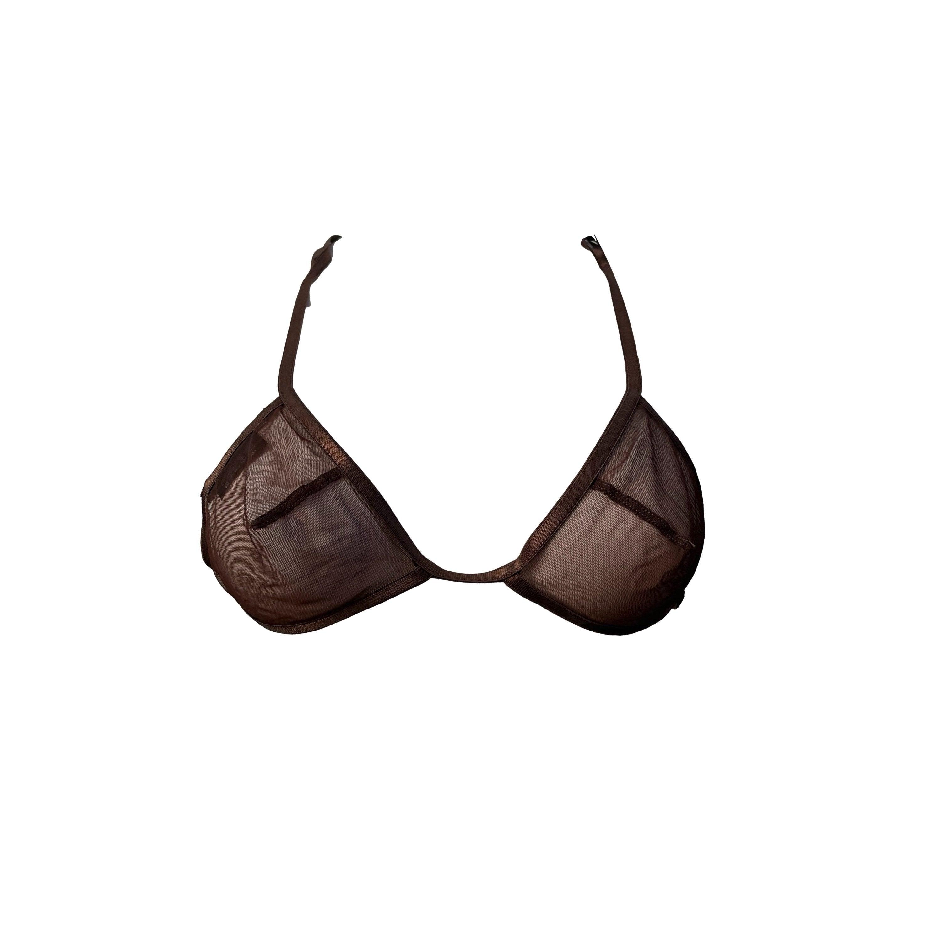 Gucci x Tom Ford Brown Mesh Logo Bra