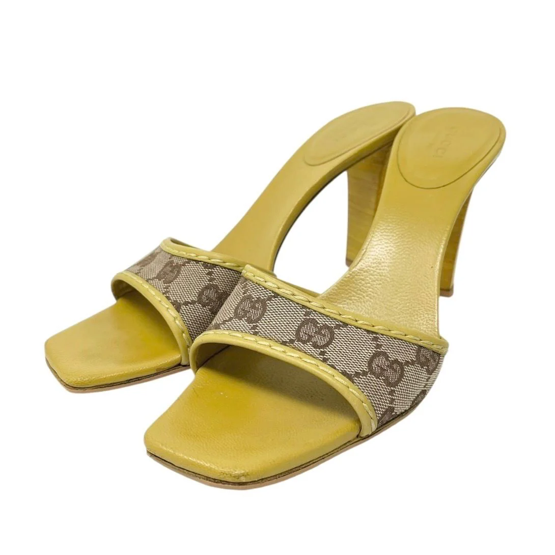 Gucci Yellow Logo Heels - Image 2