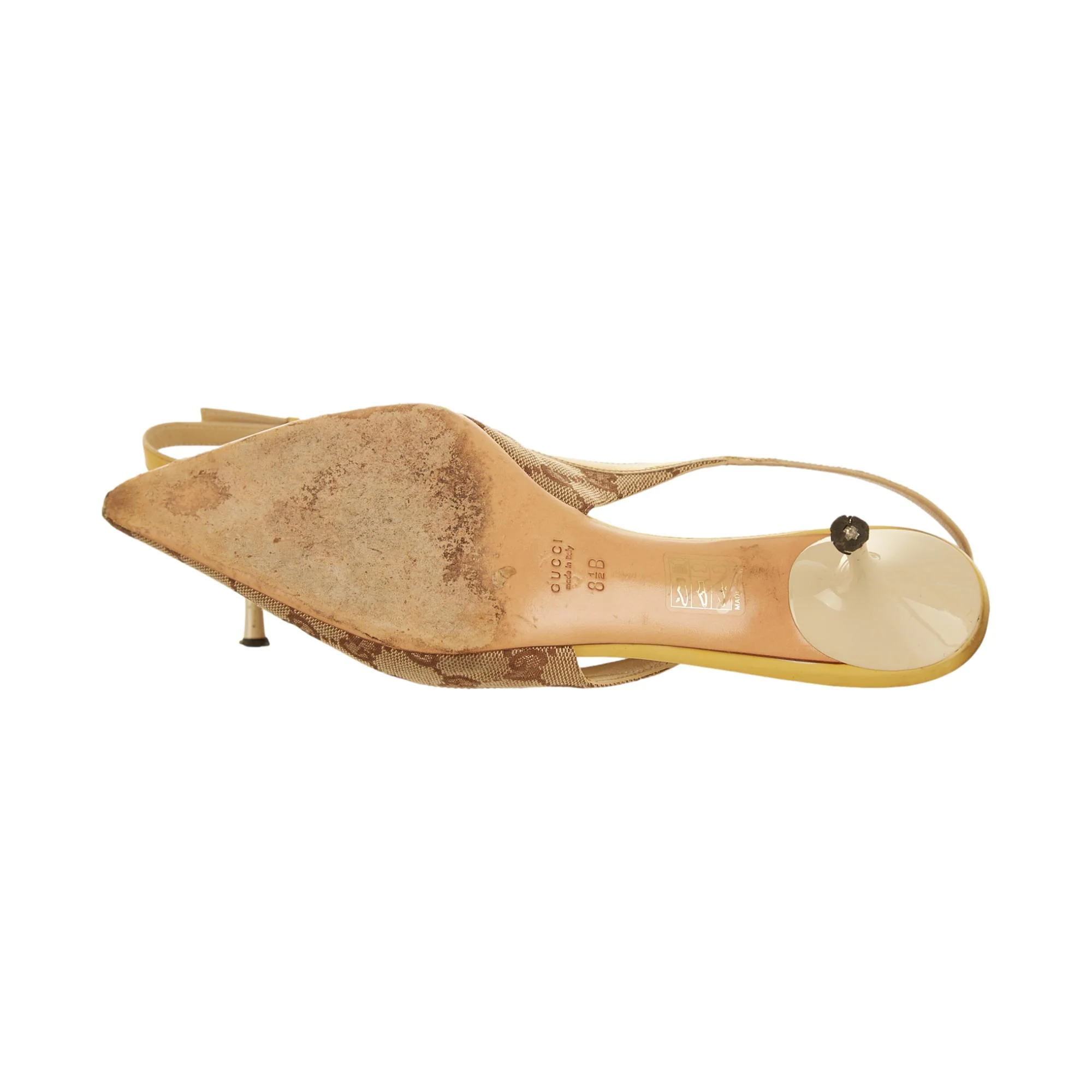 Gucci Yellow Logo Slingback Heels - Image 4