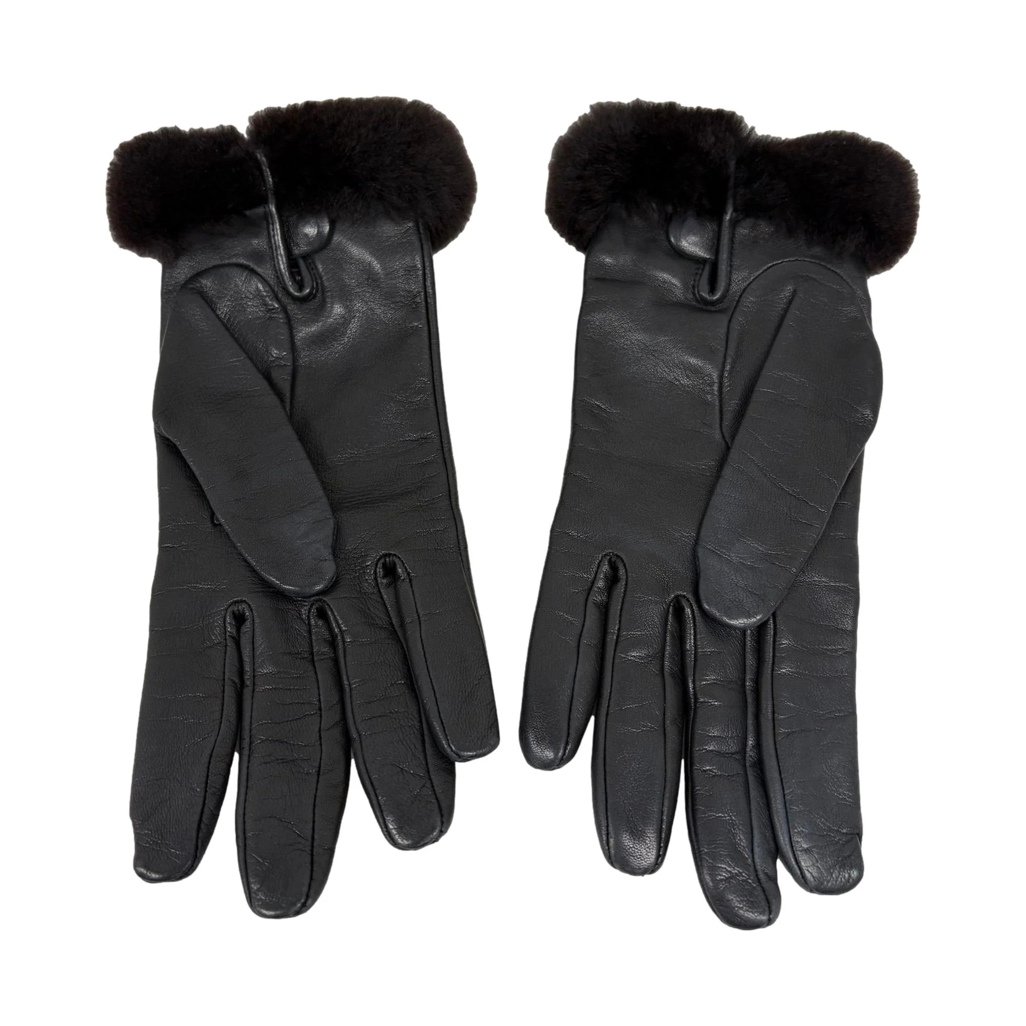 Hermes Black Kelly Mink Gloves - Image 2