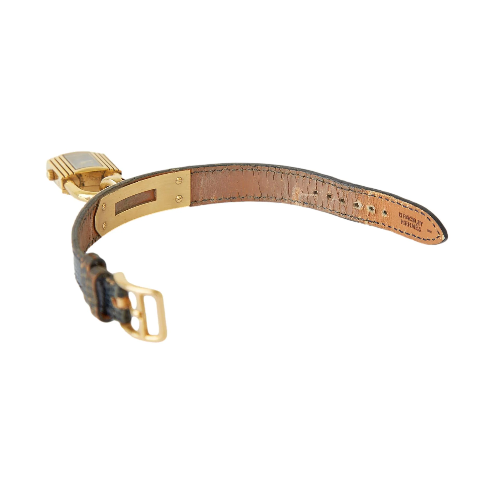 Hermes Navy Snakeskin + Gold Lock Watch - Image 3