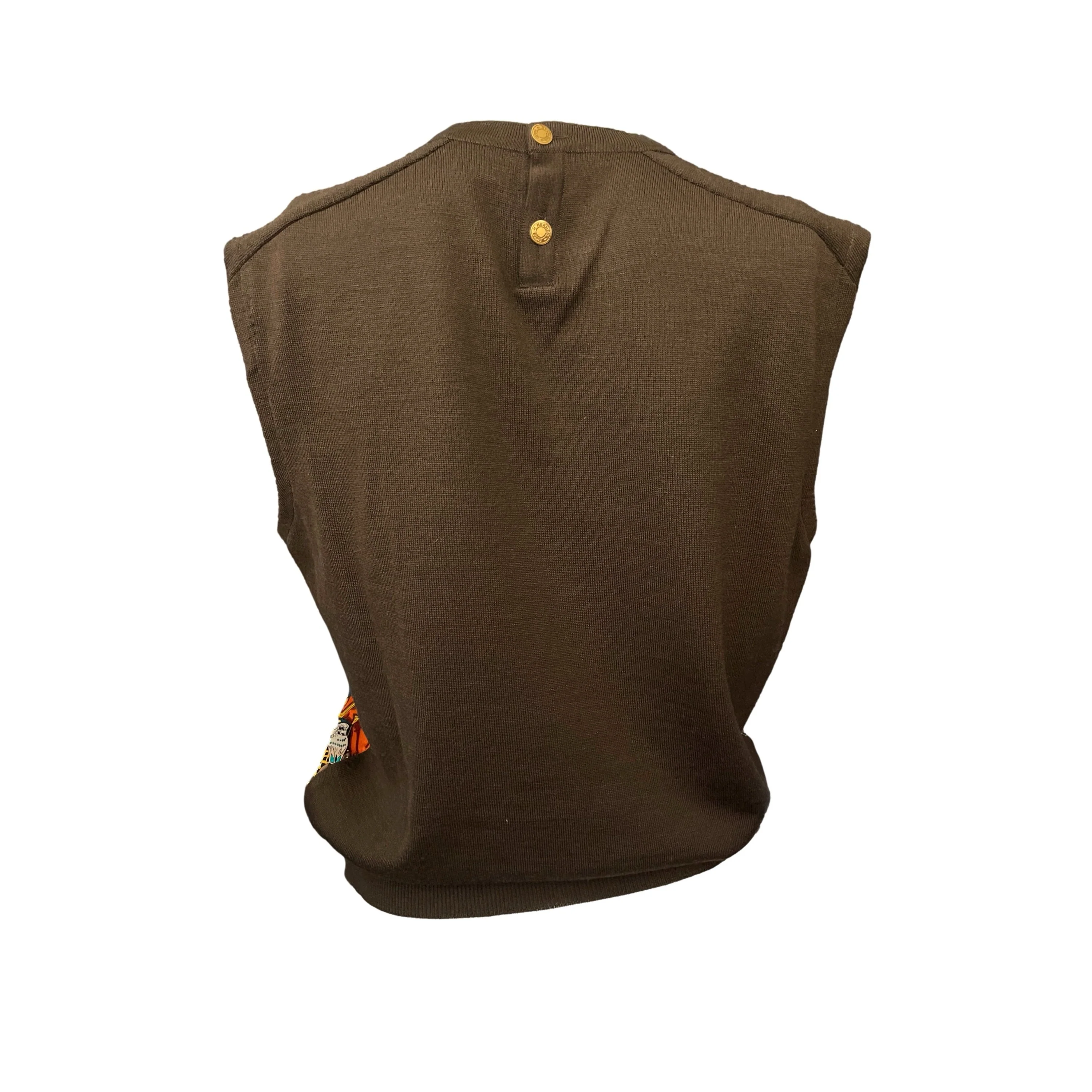 Hermes Brown Tarot Silk Top - Image 2