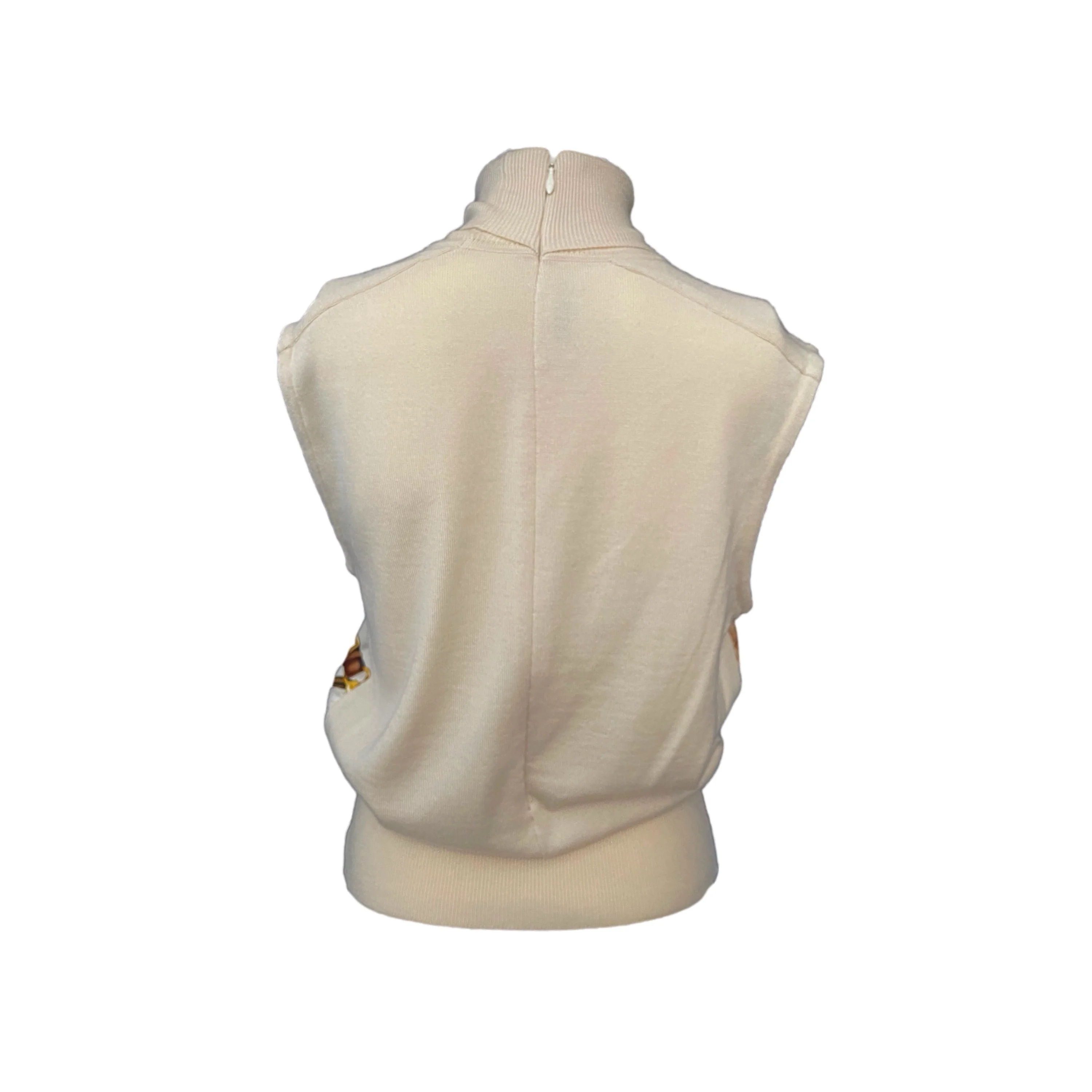 Hermes Cream Print Silk Top - Image 2