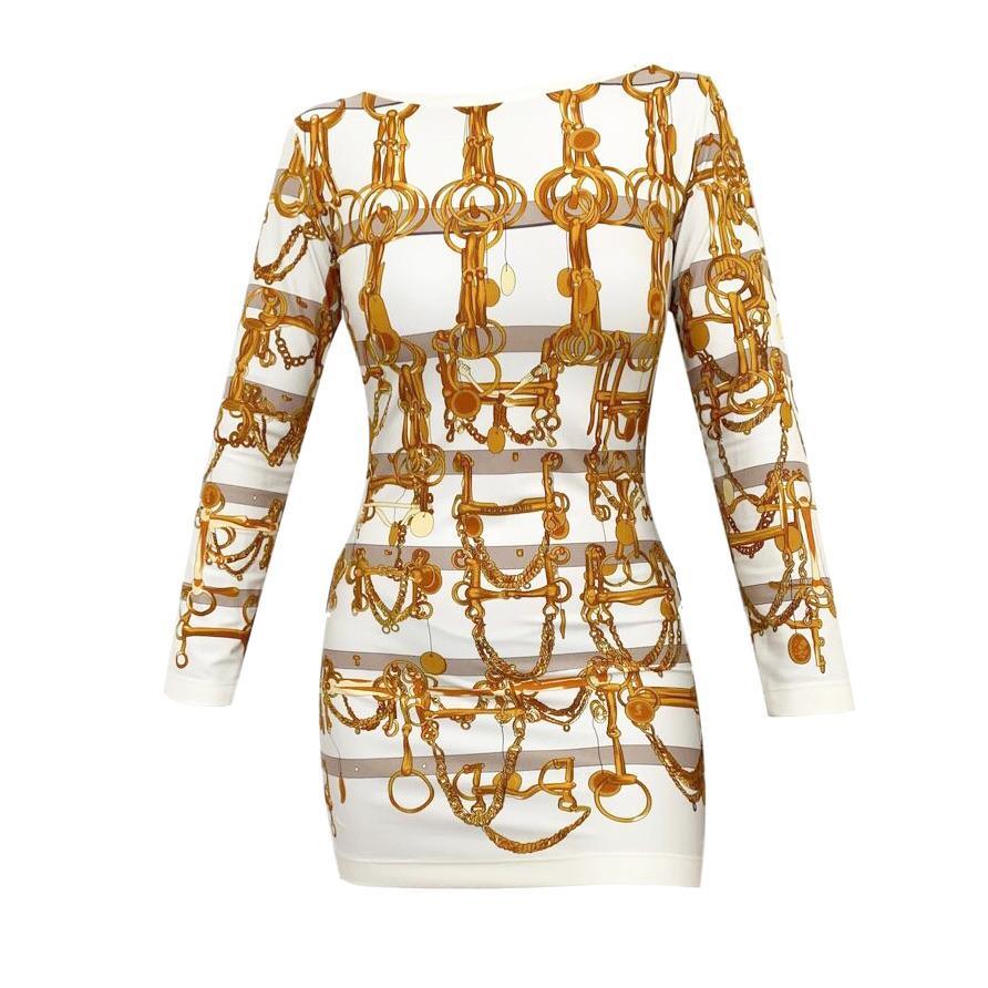 Hermes Equestrian Logo Stretch Mini Dress