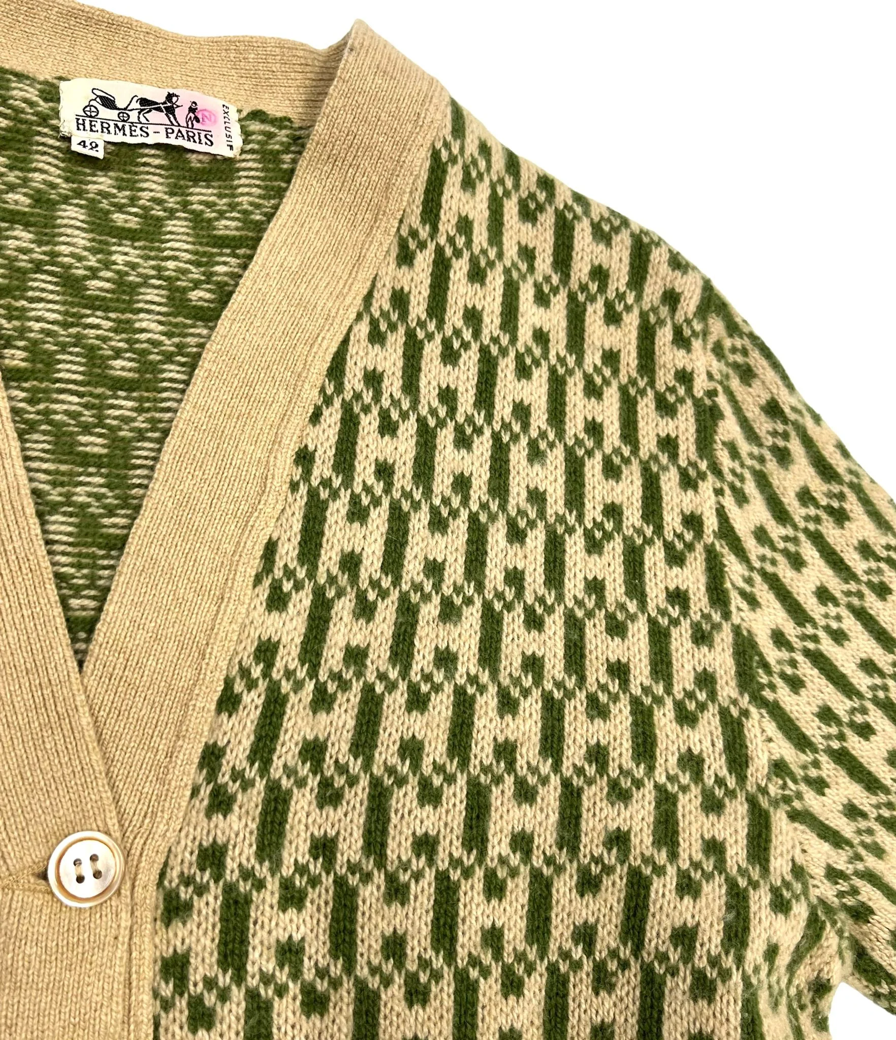 Hermes Green Logo Cardigan - Image 3