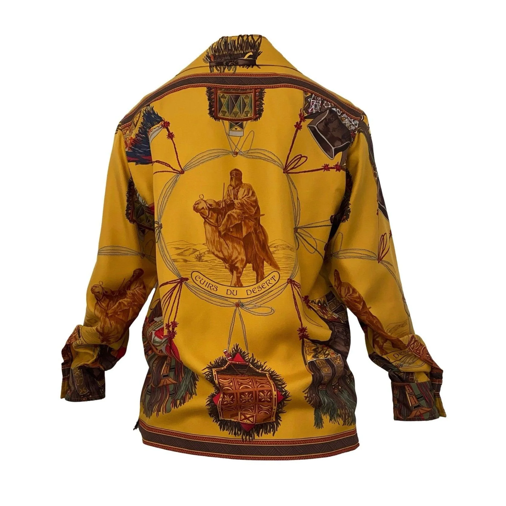 Hermes Yellow Print Silk Zipper Down - Image 2