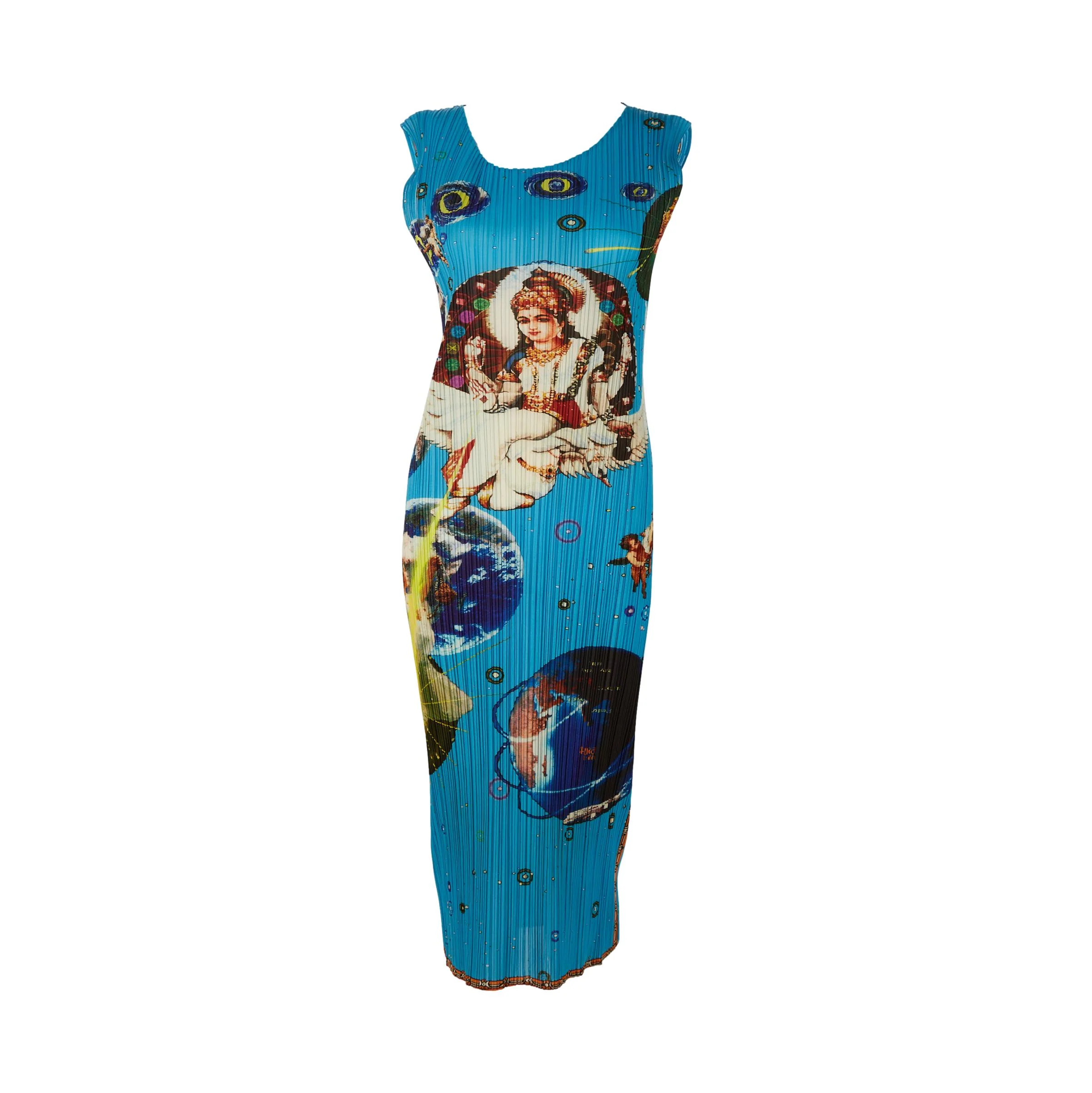 Issey Miyake Blue Pleats Please Dress