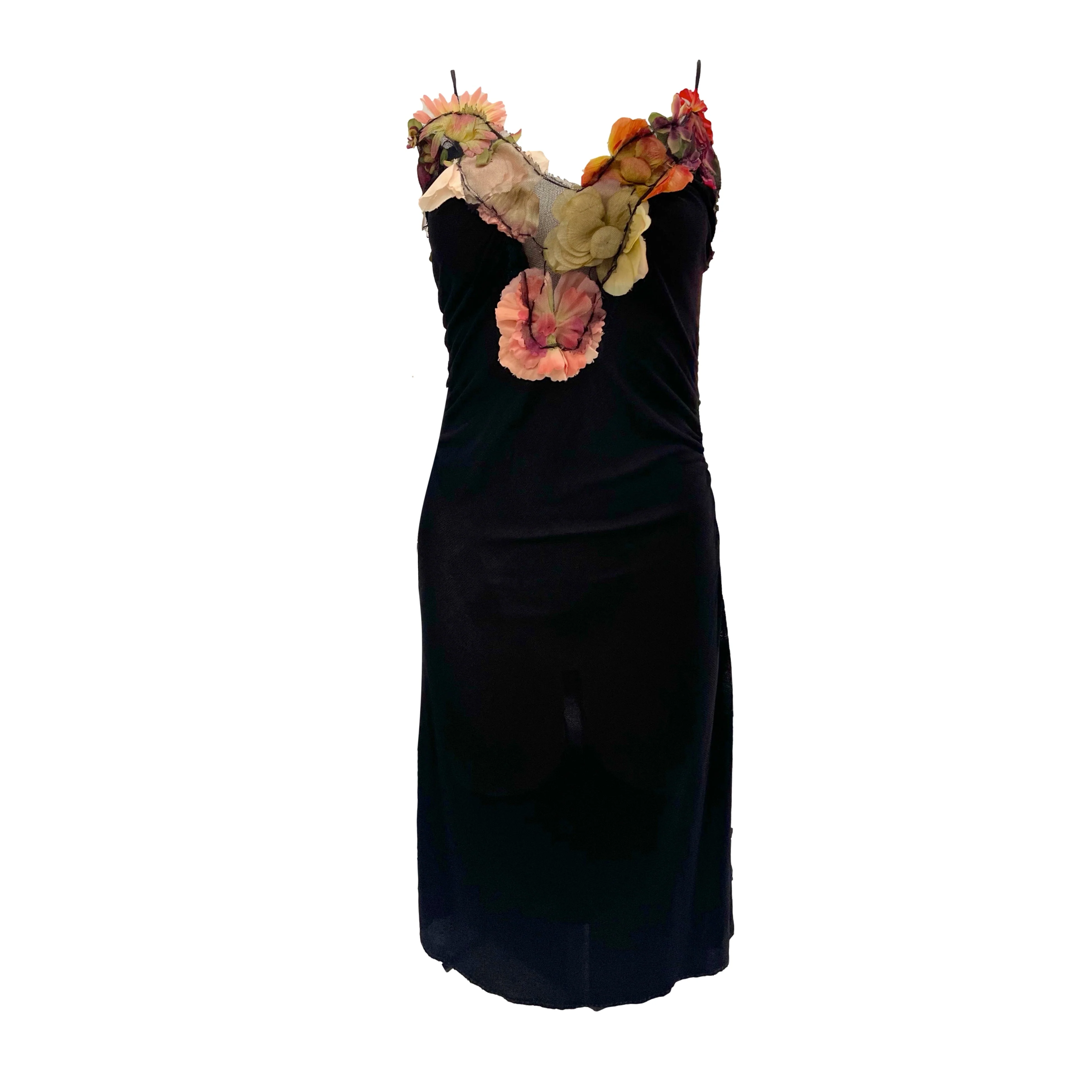 Jean Paul Gaultier Black Floral Mesh Dress