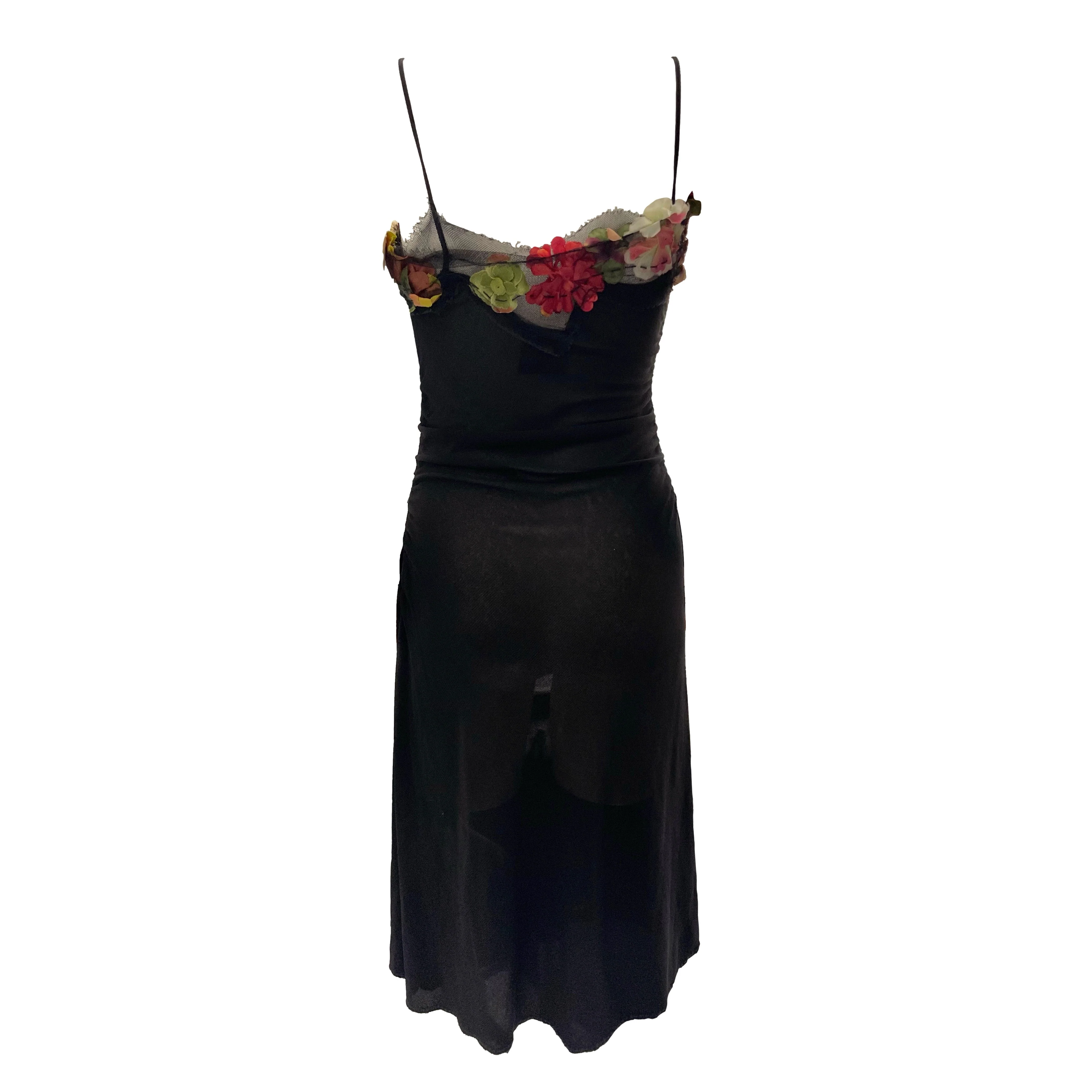 Jean Paul Gaultier Black Floral Mesh Dress - Image 2