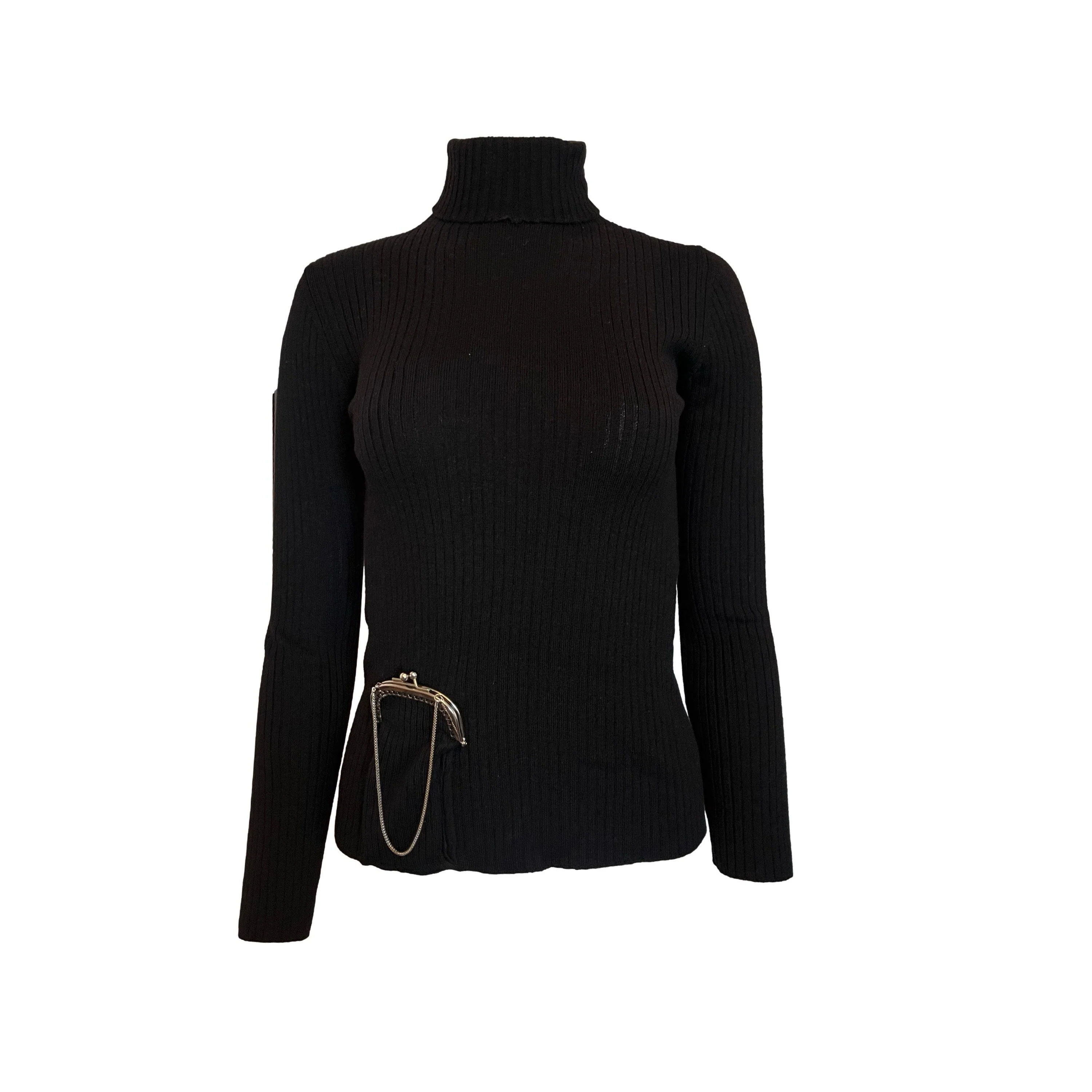 Jean Paul Gaultier Black Knit Purse Turtleneck