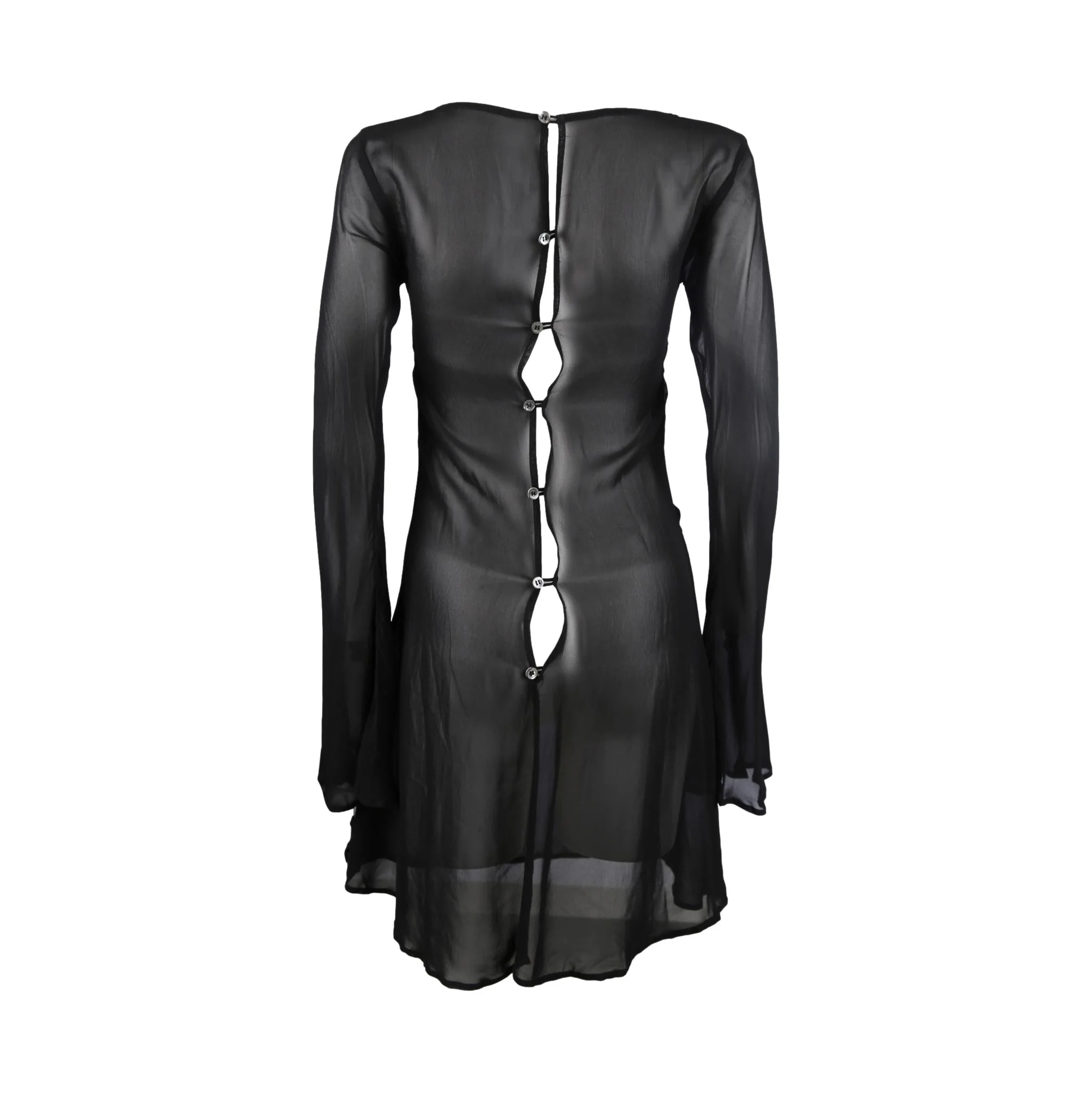 Dolce & Gabbana Black Sheer Button Dress - Image 2