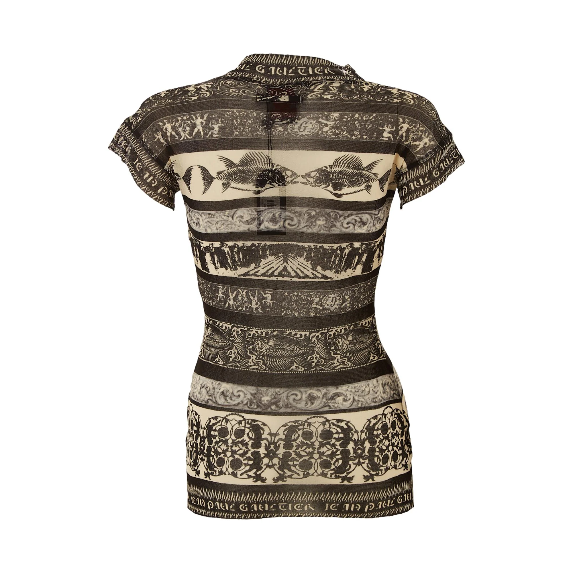 Jean Paul Gaultier Black Print Mesh Top - Image 2