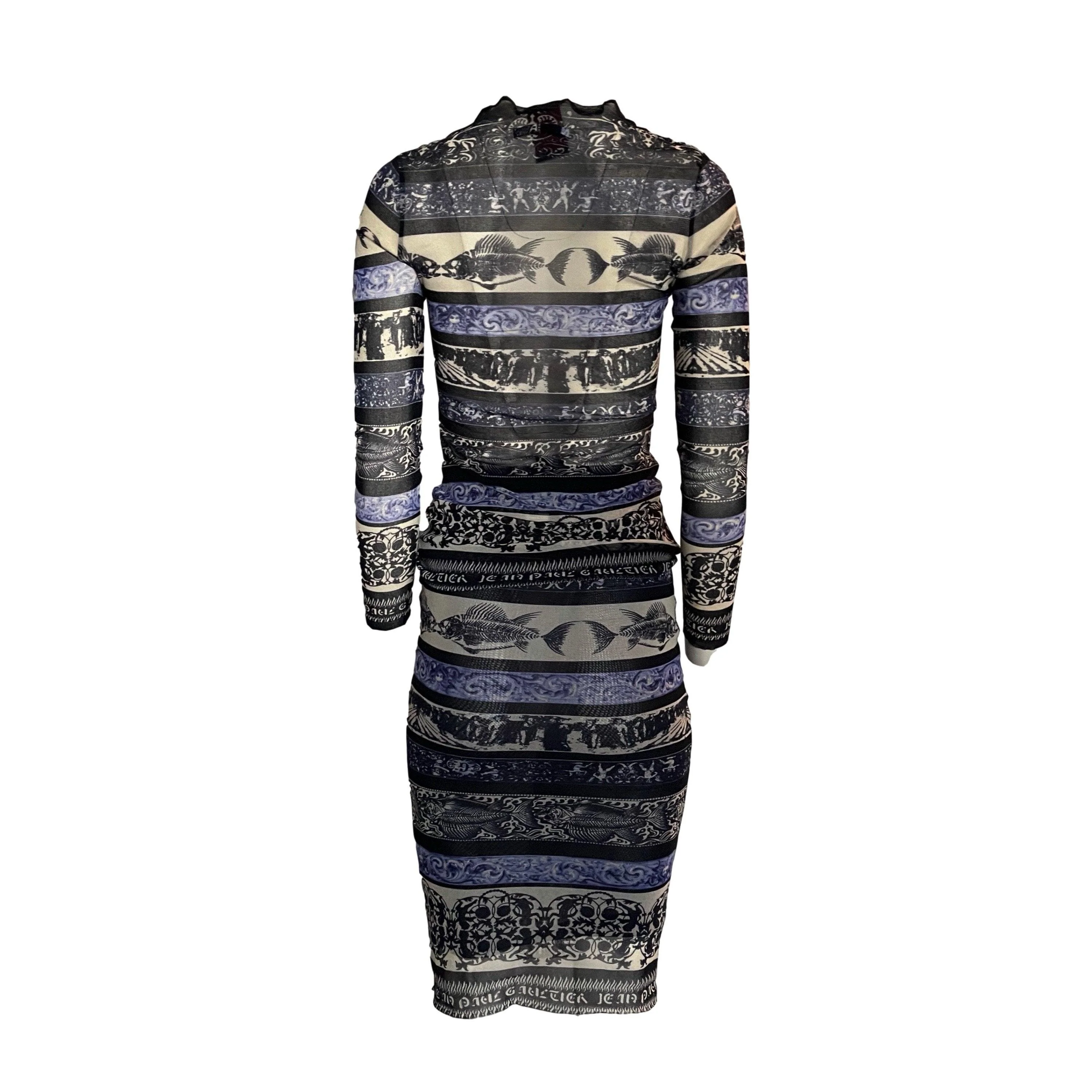 Jean Paul Gaultier Blue Fish Mesh Print Set - Image 2