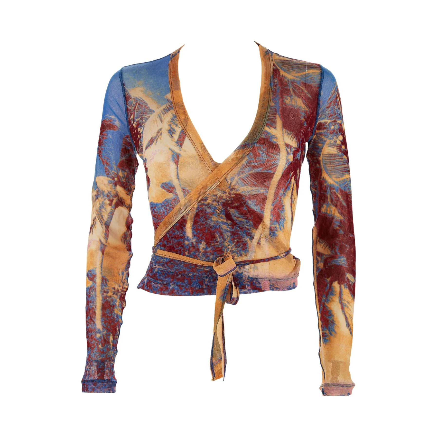 Jean Paul Gaultier Blue Mesh Tie Top