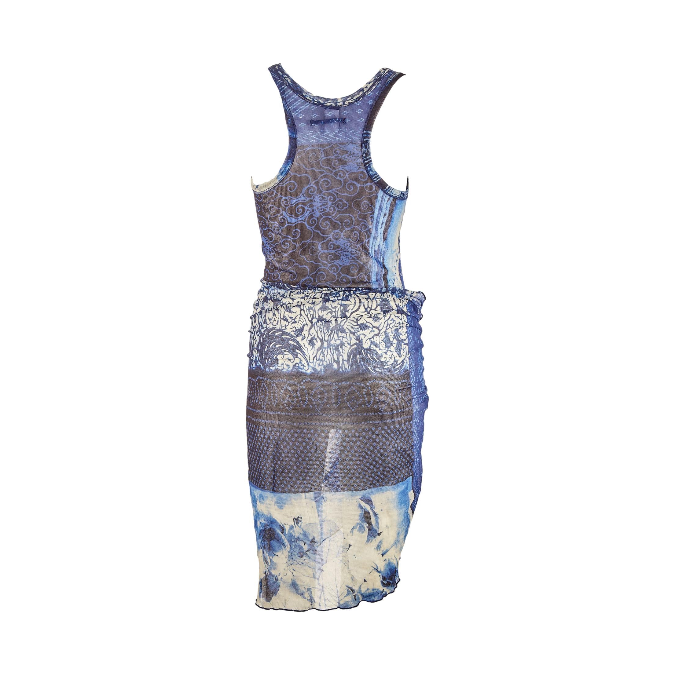 Jean Paul Gaultier Blue Print Mesh Dress - Image 2