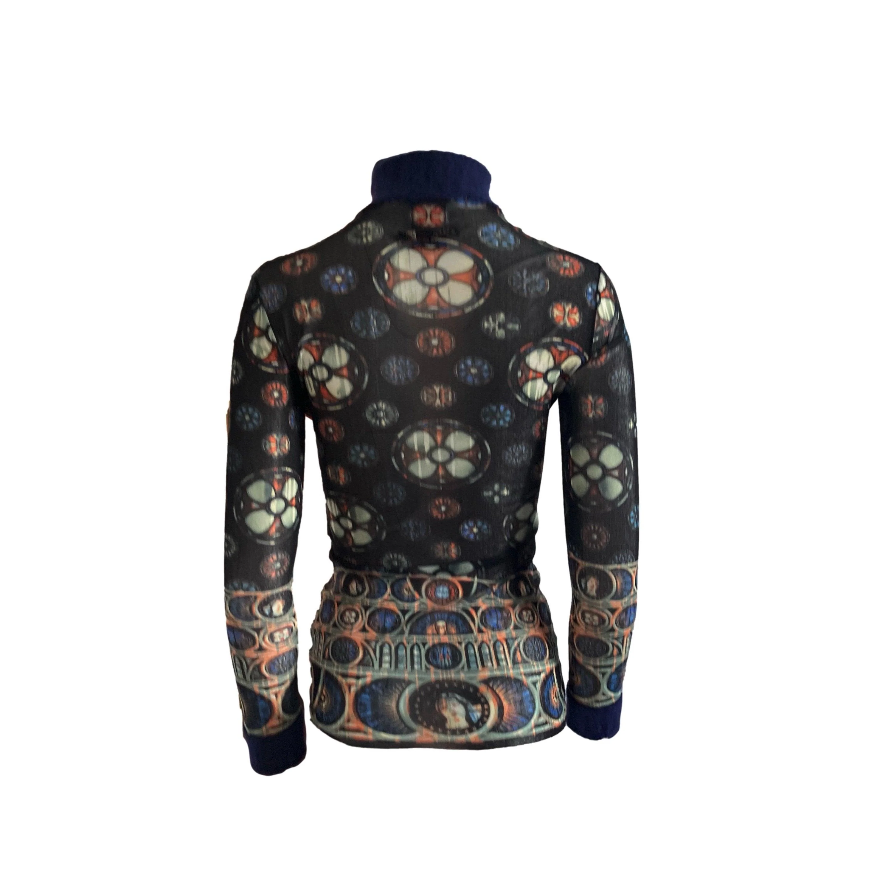 Jean Paul Gaultier Blue Print Mesh Turtleneck - Image 2