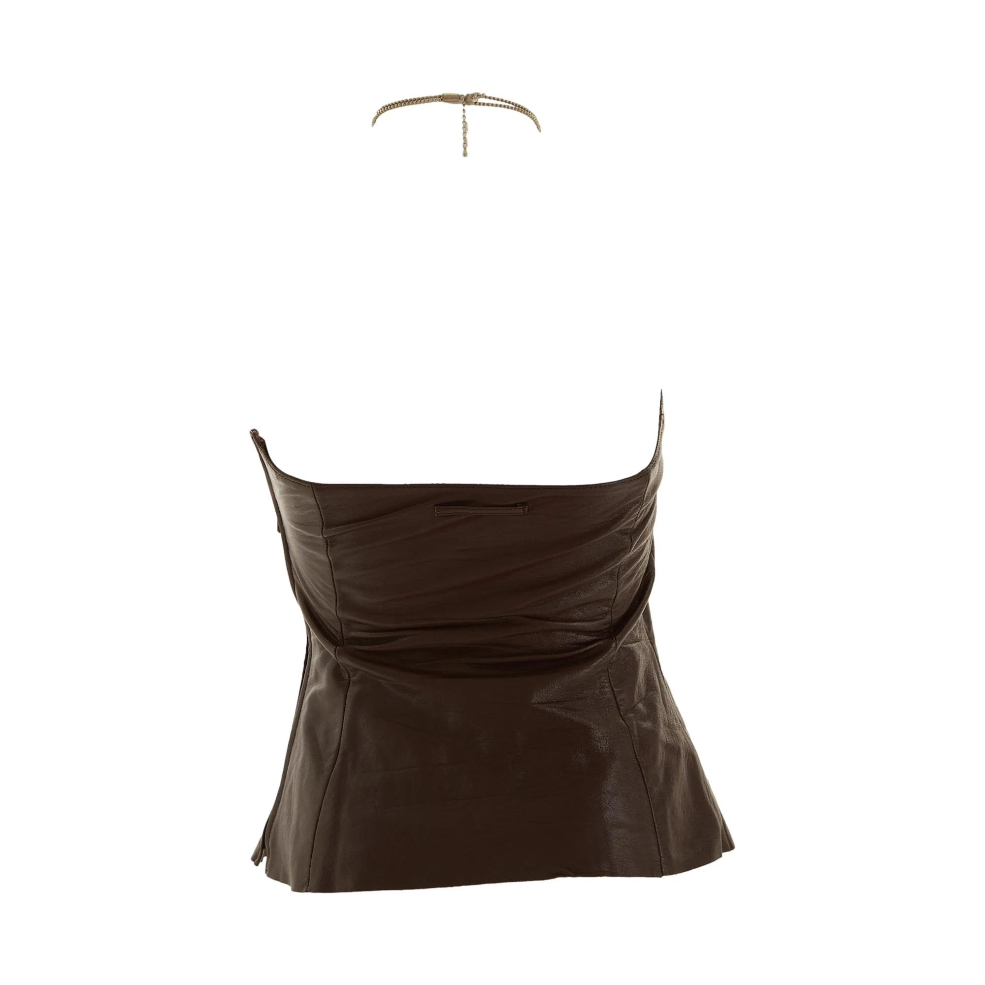 Jean Paul Gaultier Brown Leather Cross Halter Top - Image 2