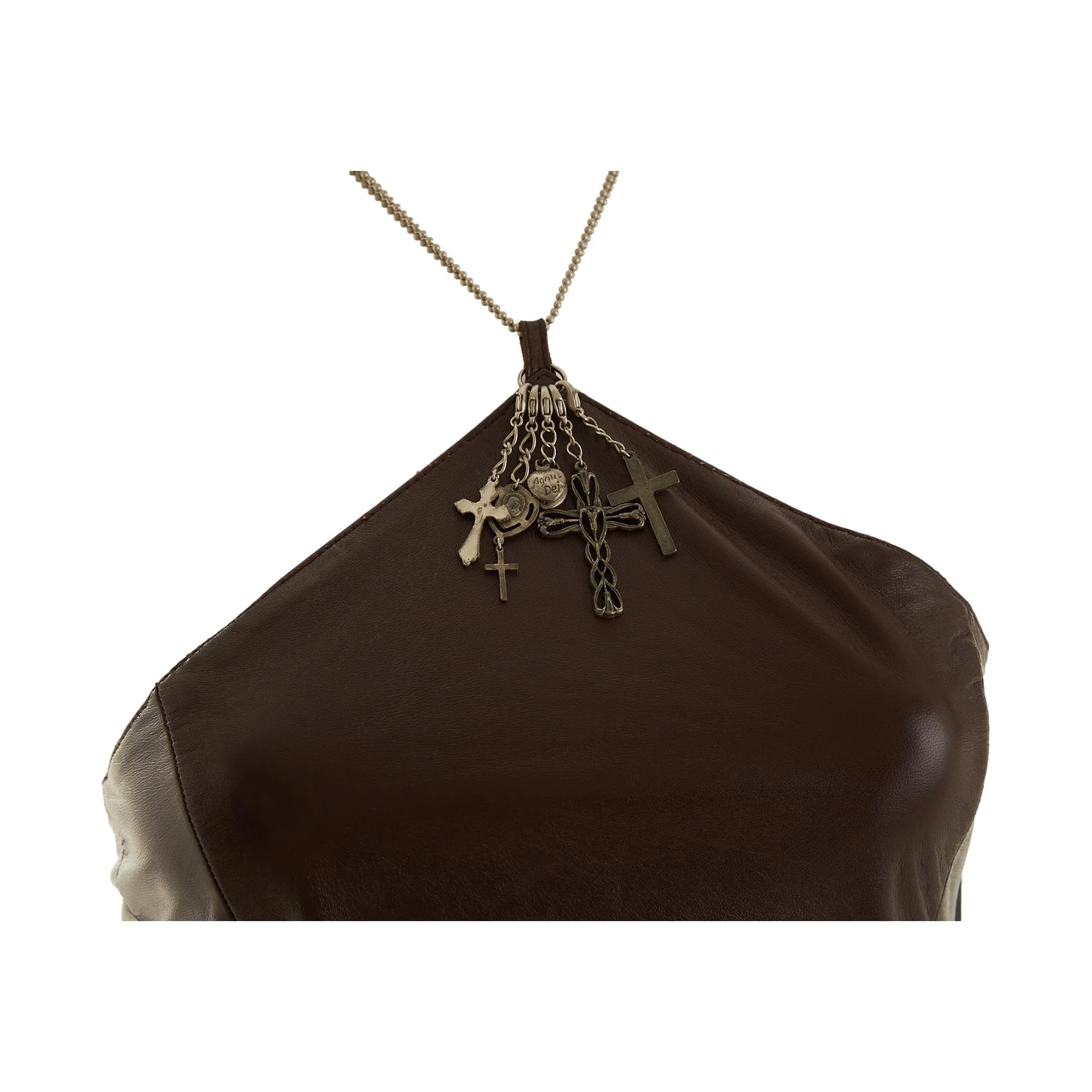 Jean Paul Gaultier Brown Leather Cross Halter Top - Image 3