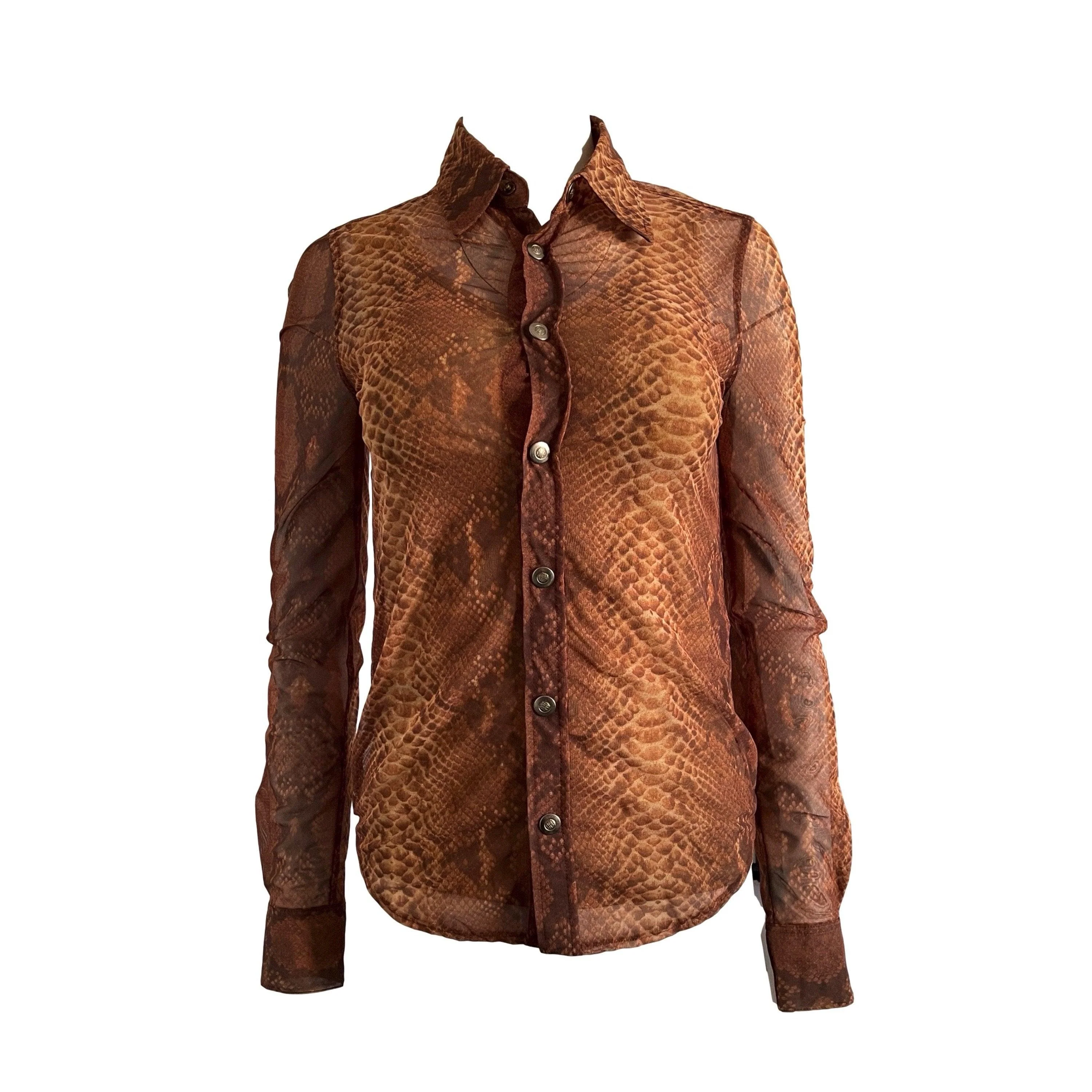 Jean Paul Gaultier Brown Snake Print Button Down