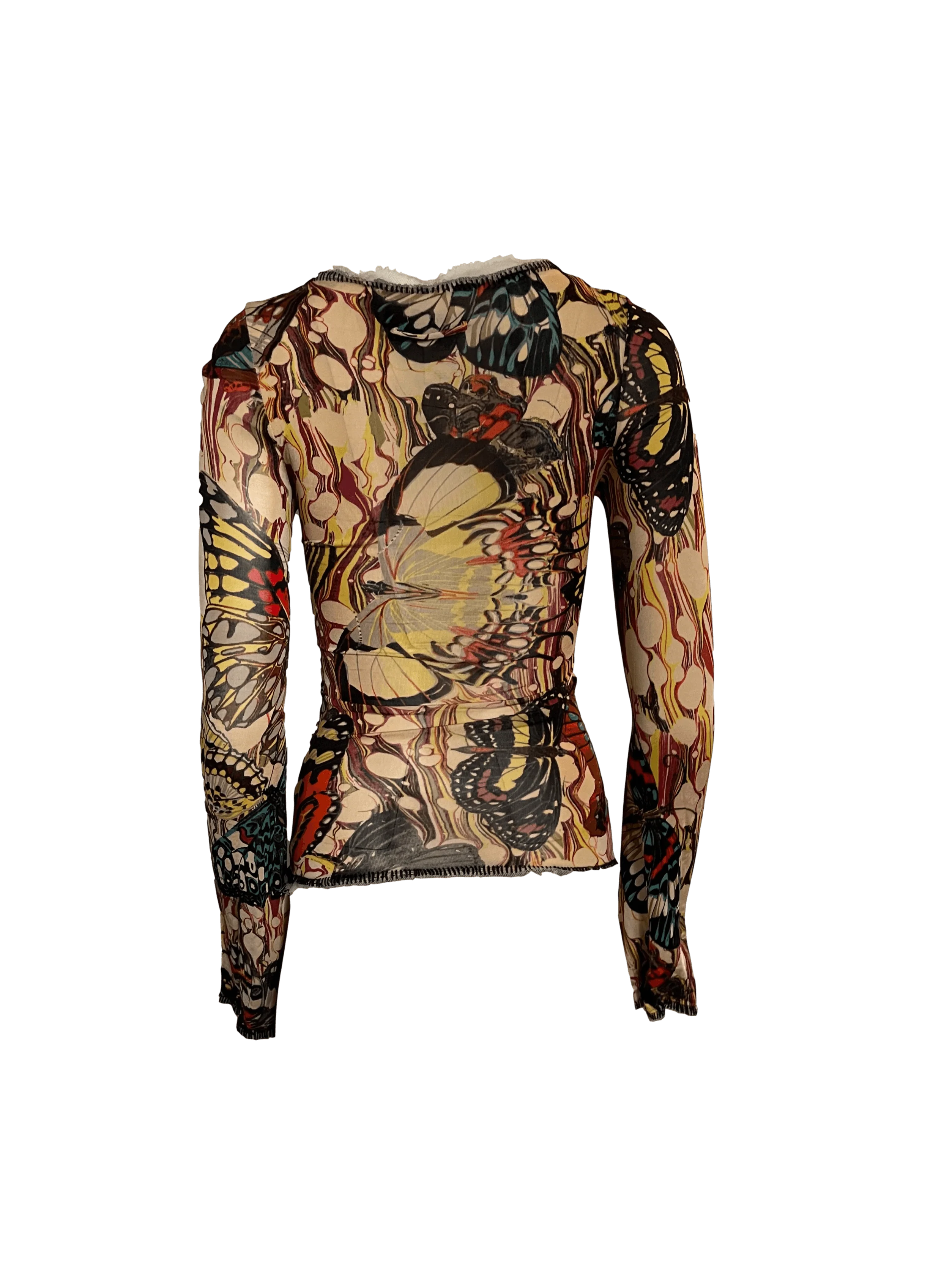 Jean Paul Gaultier Butterfly Print Mesh Tie Top - Image 2
