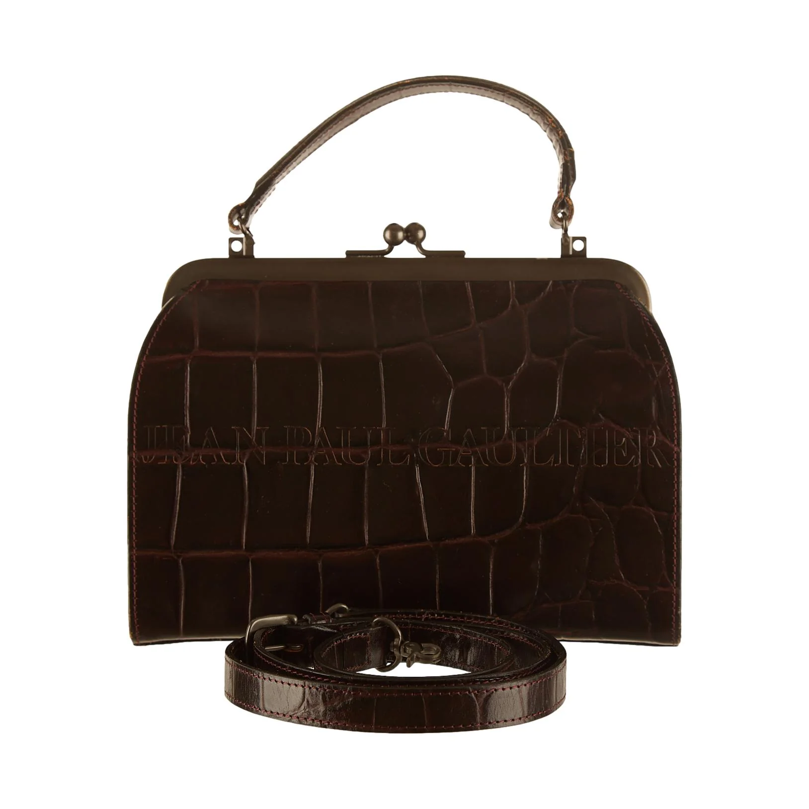 Jean Paul Gaultier Brown Embossed 2Way Bag