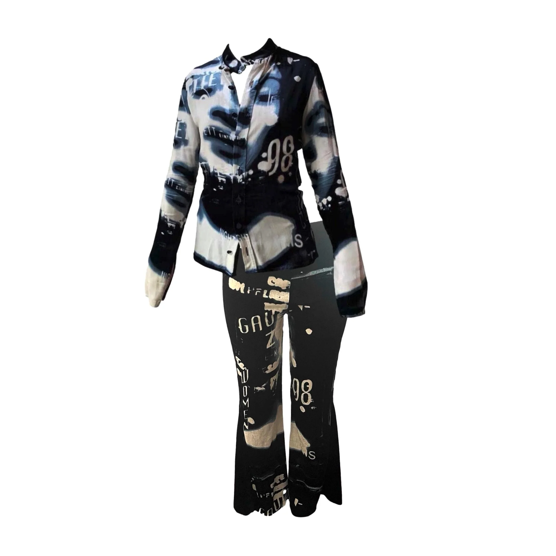 Jean Paul Gaultier Face Print Velvet Set