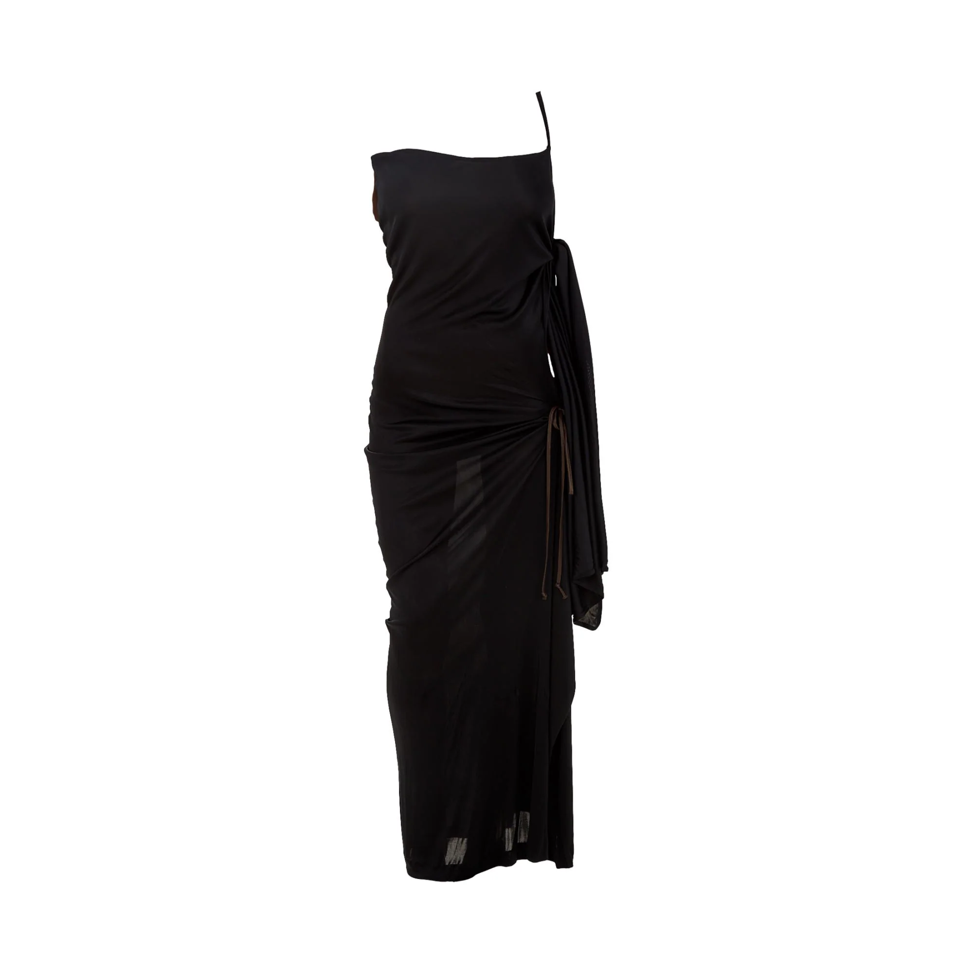 Jean Paul Gaultier Black Side Tie Draped Dress
