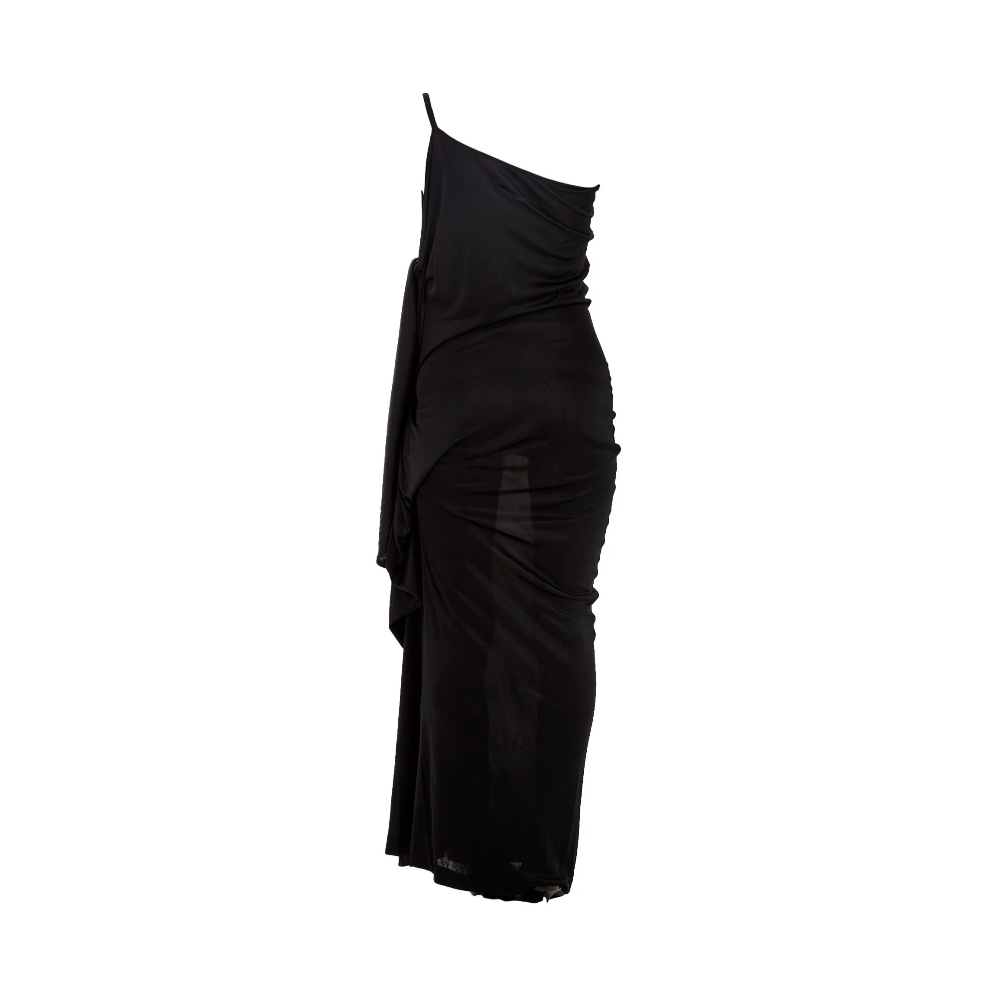 Jean Paul Gaultier Black Side Tie Draped Dress - Image 3