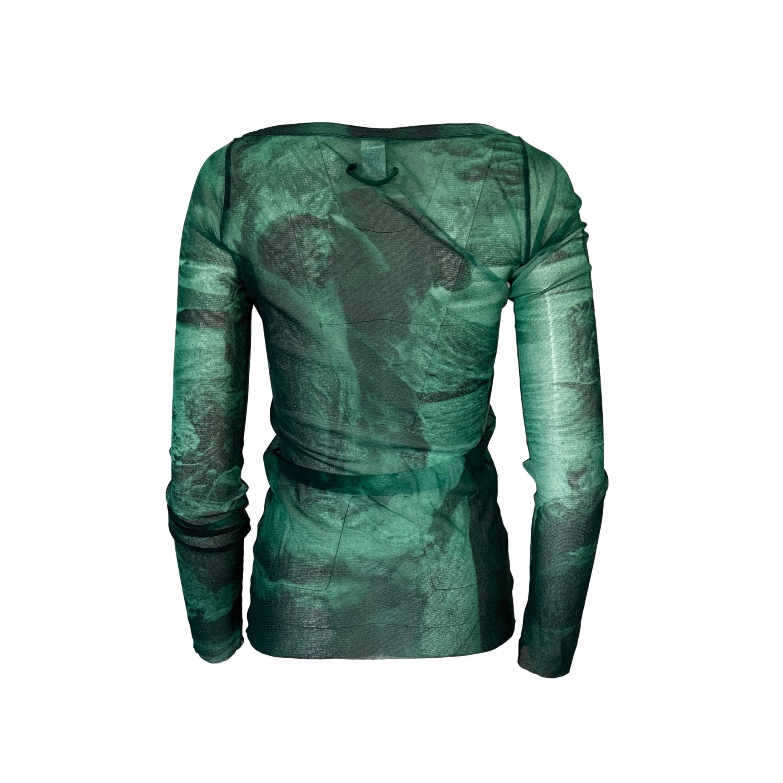 Jean Paul Gaultier Green Print Mesh Long Sleeve - Image 2