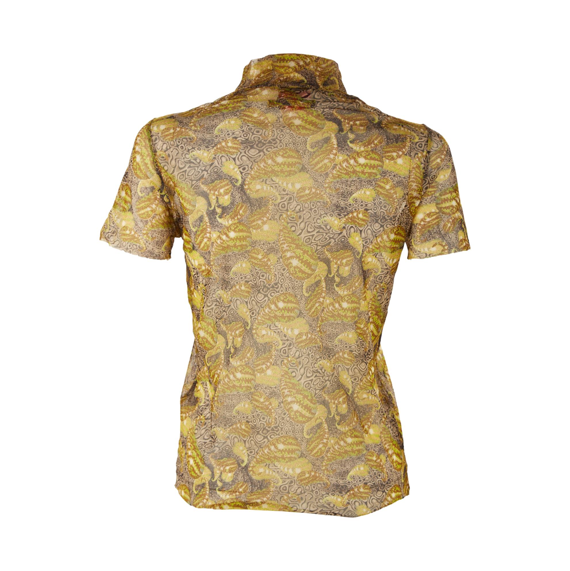 Jean Paul Gaultier Green Print Mesh Top - Image 2