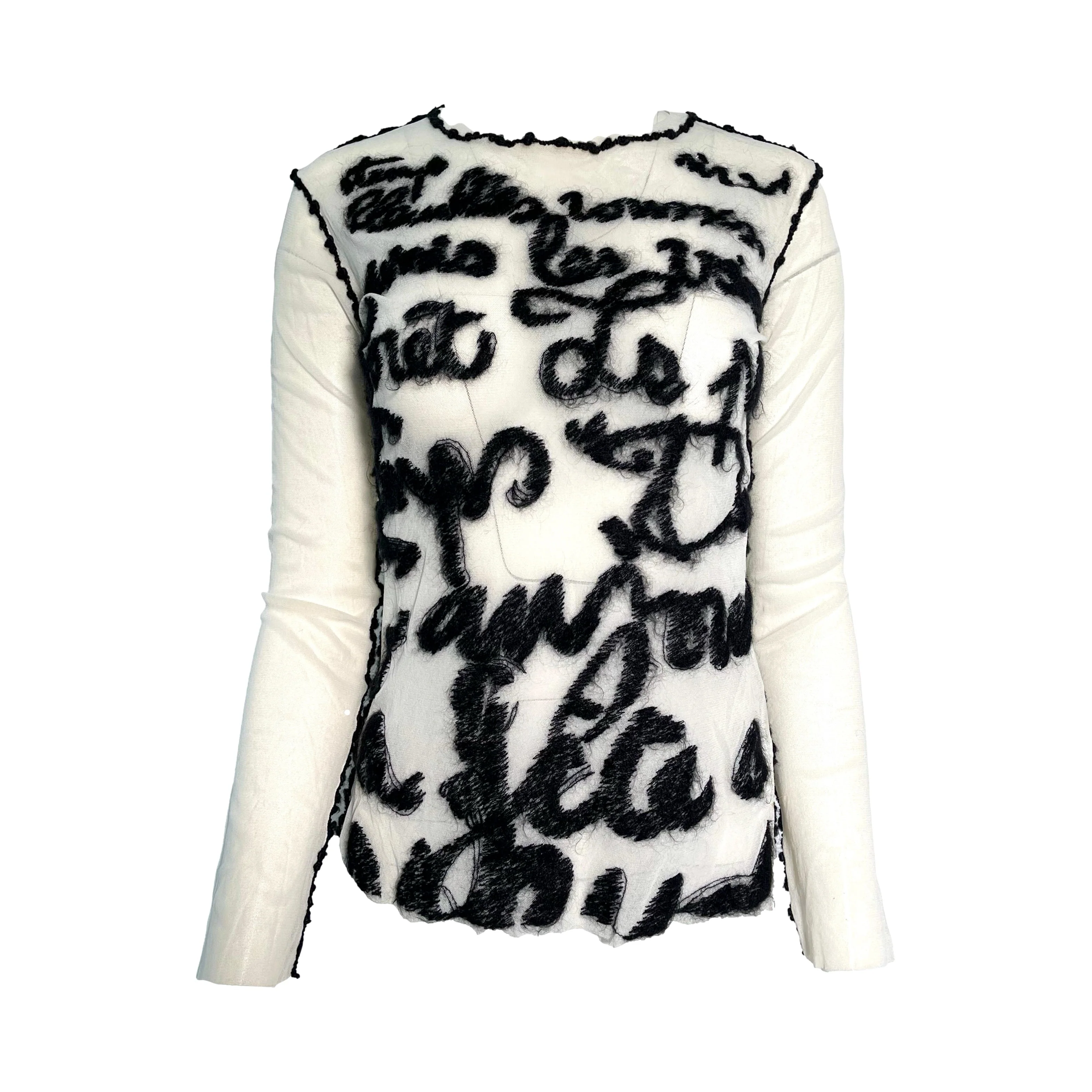 Jean Paul Gaultier Mesh Script Long Sleeve Top