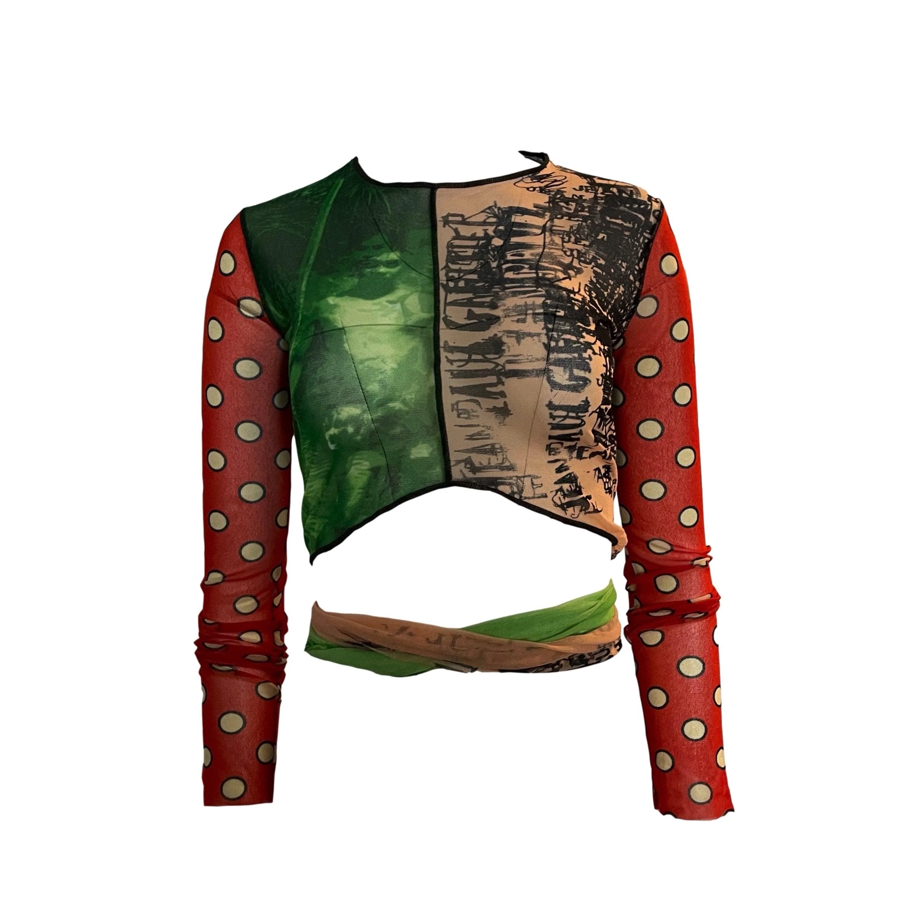 Jean Paul Gaultier Mixed Media Wrap Around Top