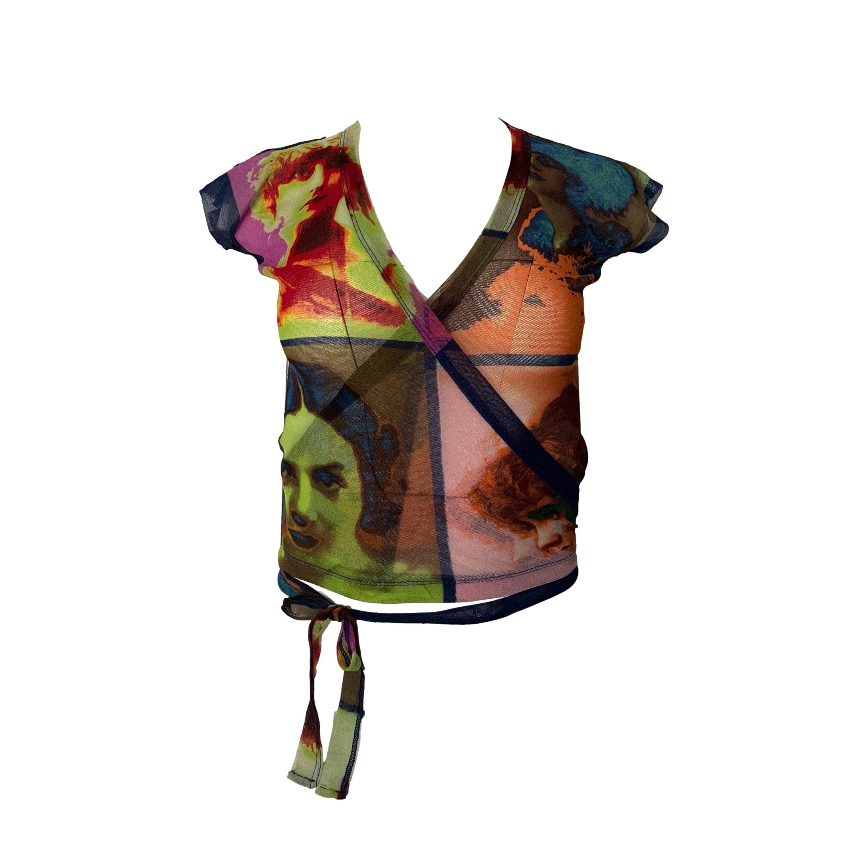 Jean Paul Gaultier Multicolor Faces Wrap Top