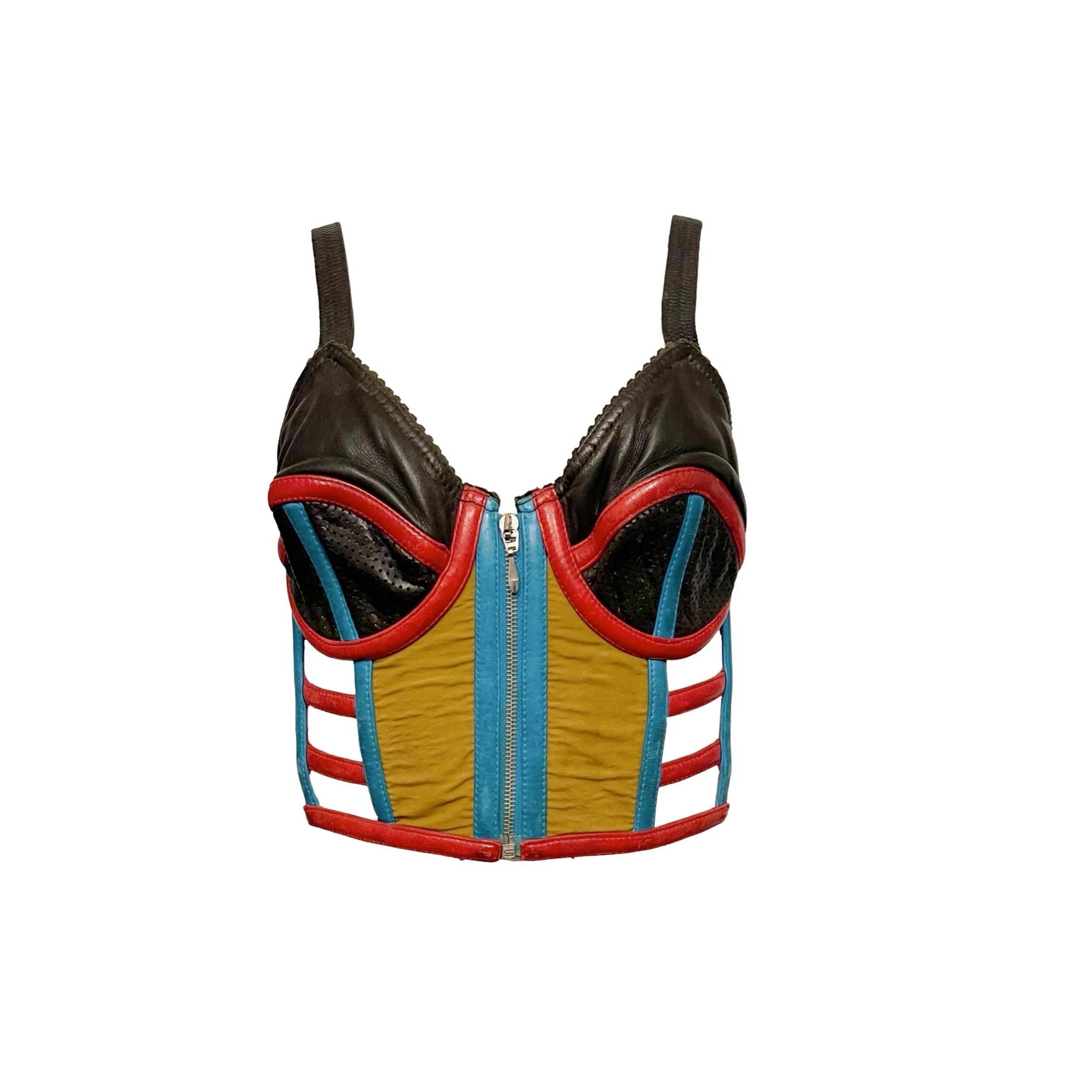 Jean Paul Gaultier Multicolor Leather Ribbed Corset