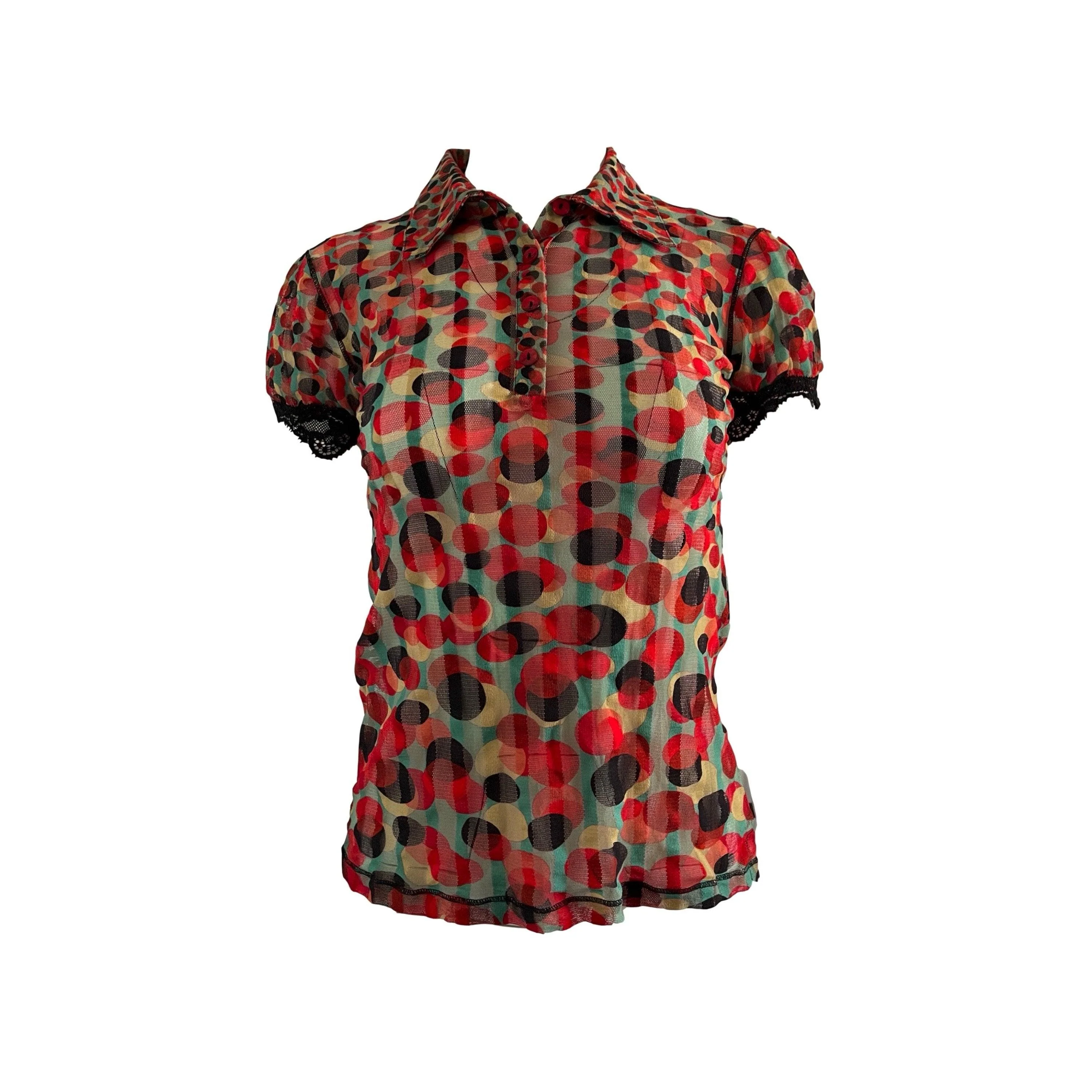 Jean Paul Gaultier Multicolor Print Mesh Top