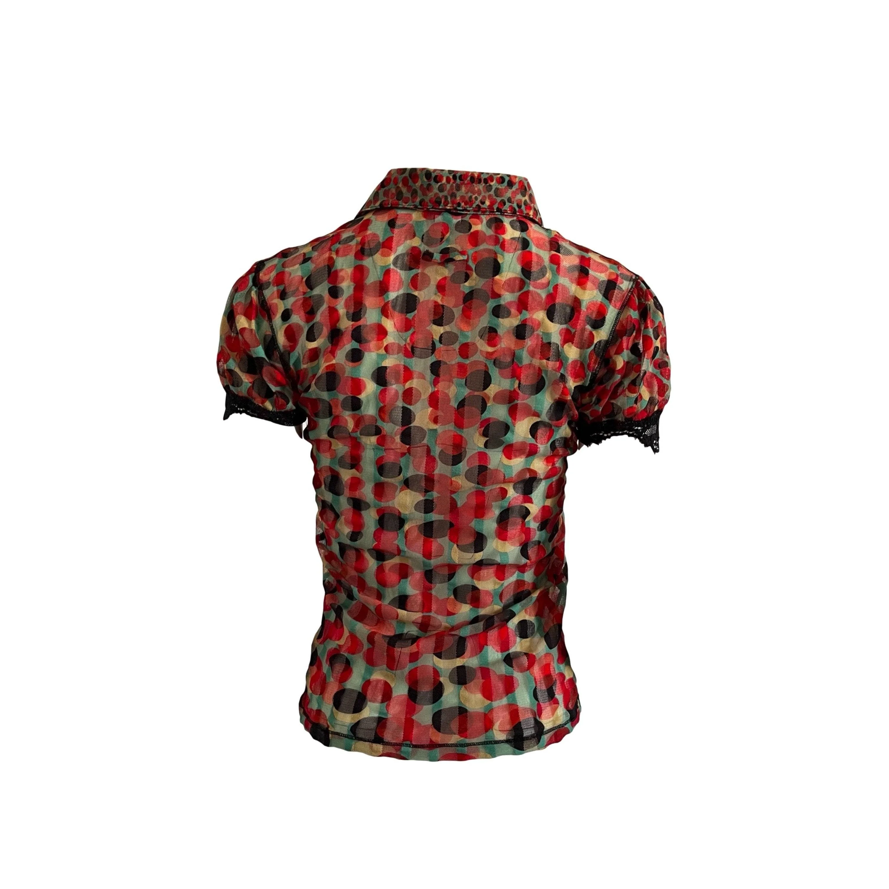Jean Paul Gaultier Multicolor Print Mesh Top - Image 2